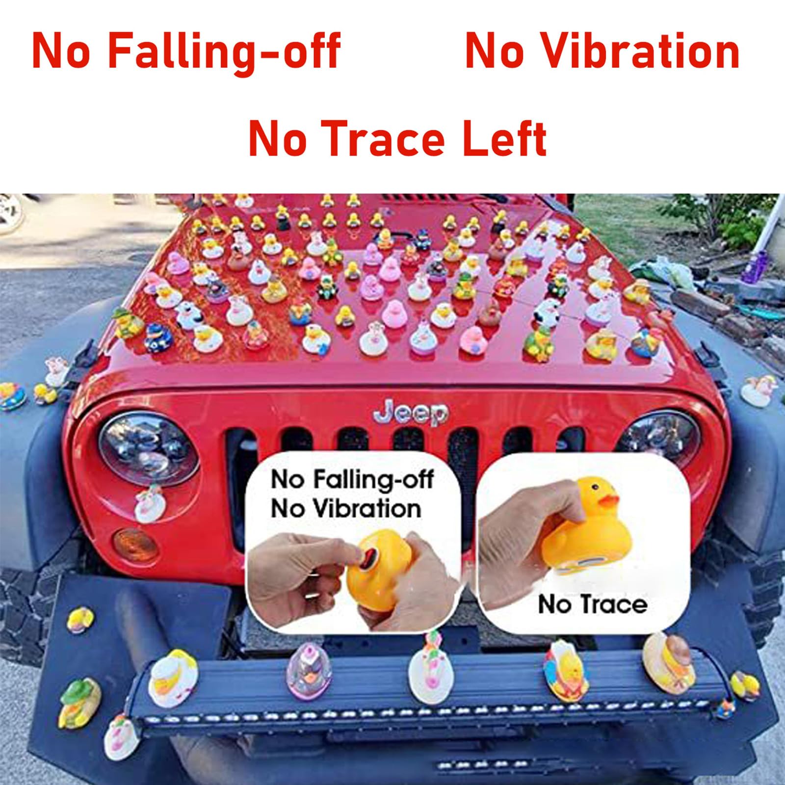 Funny Rubber Ducks for Car Dashboard - 3Pcs with Holders - Bath & Car Decor Gift