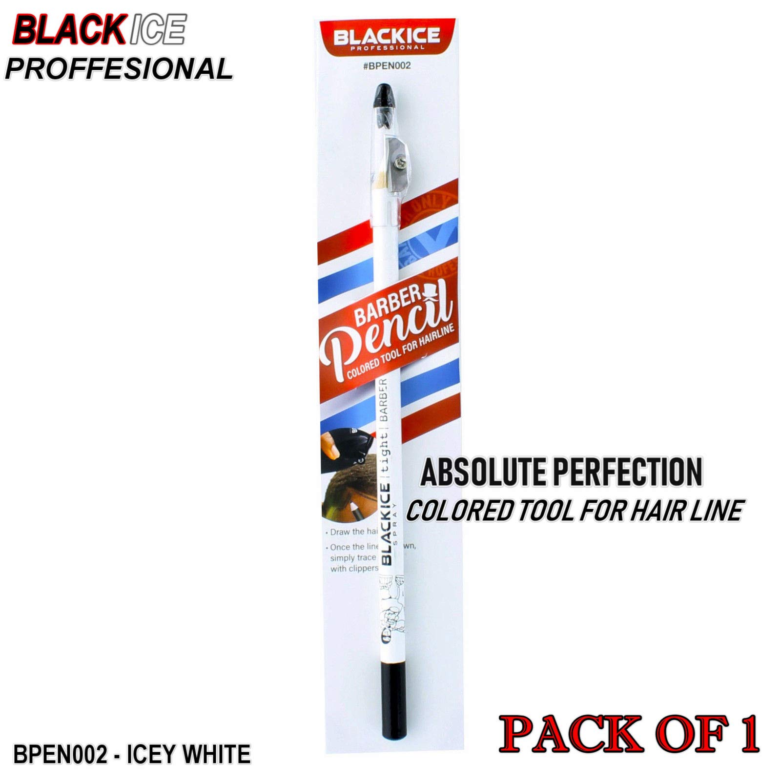 Black Ice Hair Styling Spray & Barber Pencil - Professional Hair Grooming Kit for Men's Styling & Beard Care - Perfect for Salon, Home Use & Travel Grooming