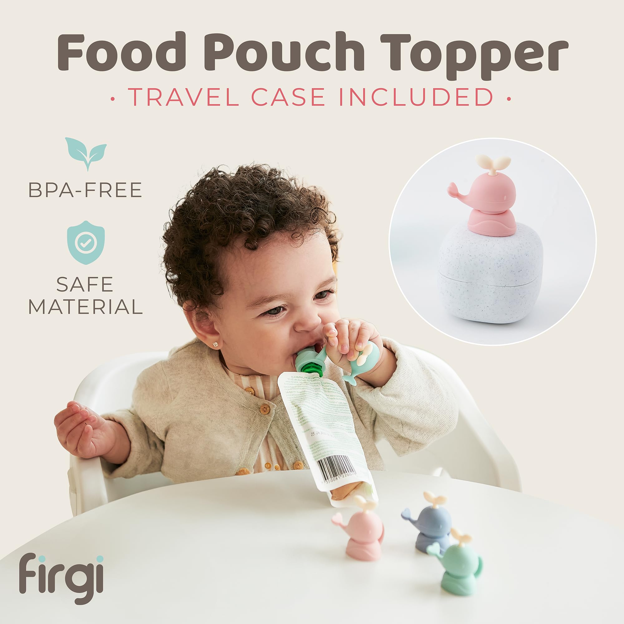 Whale SoftSip Food Pouch Topper - 2 Pack with Travel Case | Spill-Proof & Leak-Proof Silicone Cover for Baby Bottles, Sippy Cups & Food Containers | BPA-Free, Food Grade, Reusable | Perfect for Baby-Led Weaning, Travel & On-the-Go Feeding (Mint & Pink)