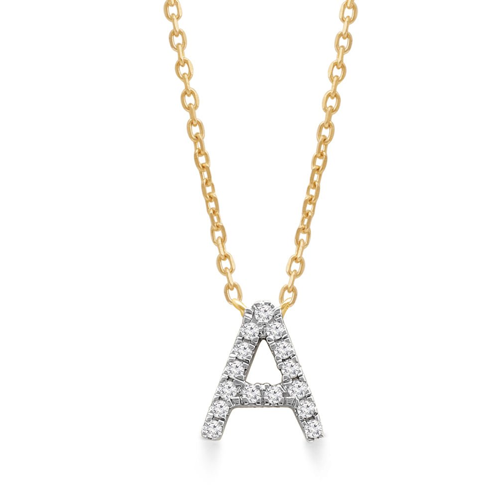 14K Yellow Gold Diamond Initial Charm Necklace - Personalized Classic Jewelry for Women | Perfect Gift for Birthday, Anniversary & Valentine's Day