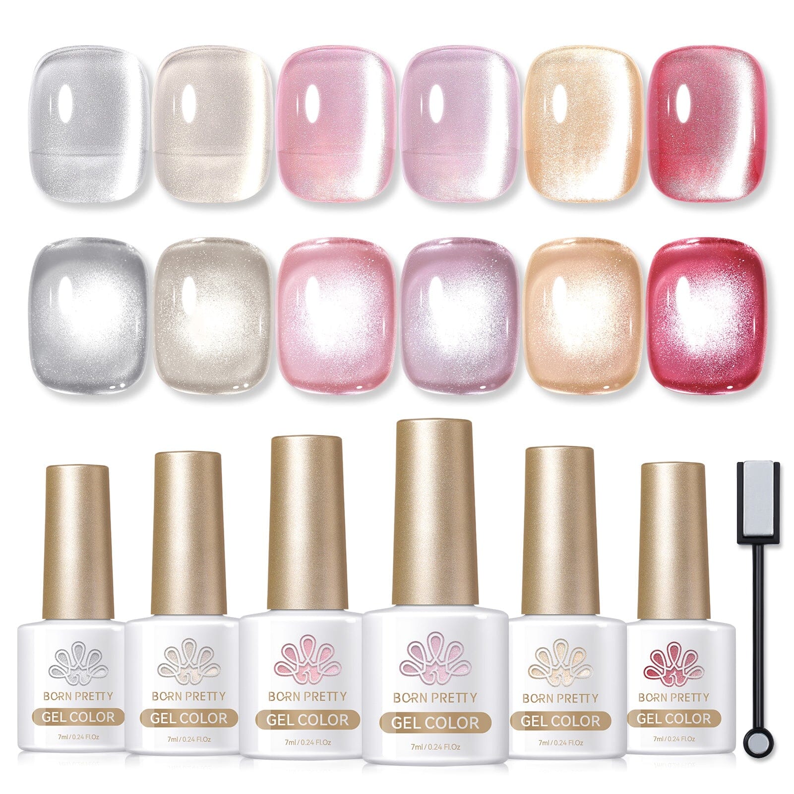 6 Colors Magnetic Gel Nail Polish for Cats - 7ml Water Light Cat Nail Art - Perfect for Pet Grooming & DIY Nail Decoration