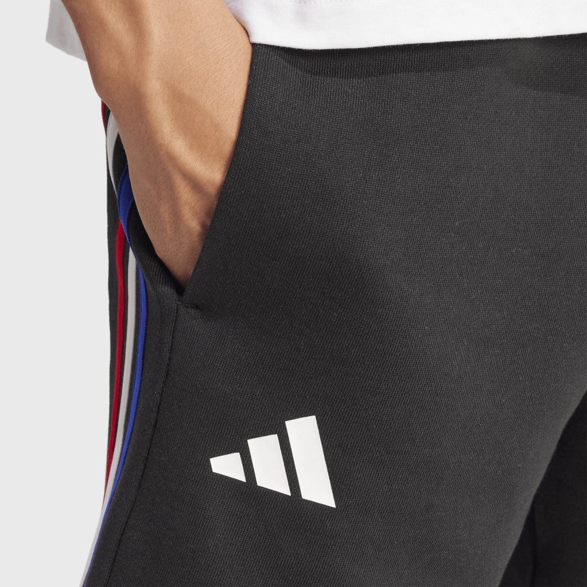 Adidas France Rugby 3 Stripe Shorts for Men - Black Athletic Training Shorts with Side Pockets | Perfect for Rugby, Gym Workouts & Casual Wear