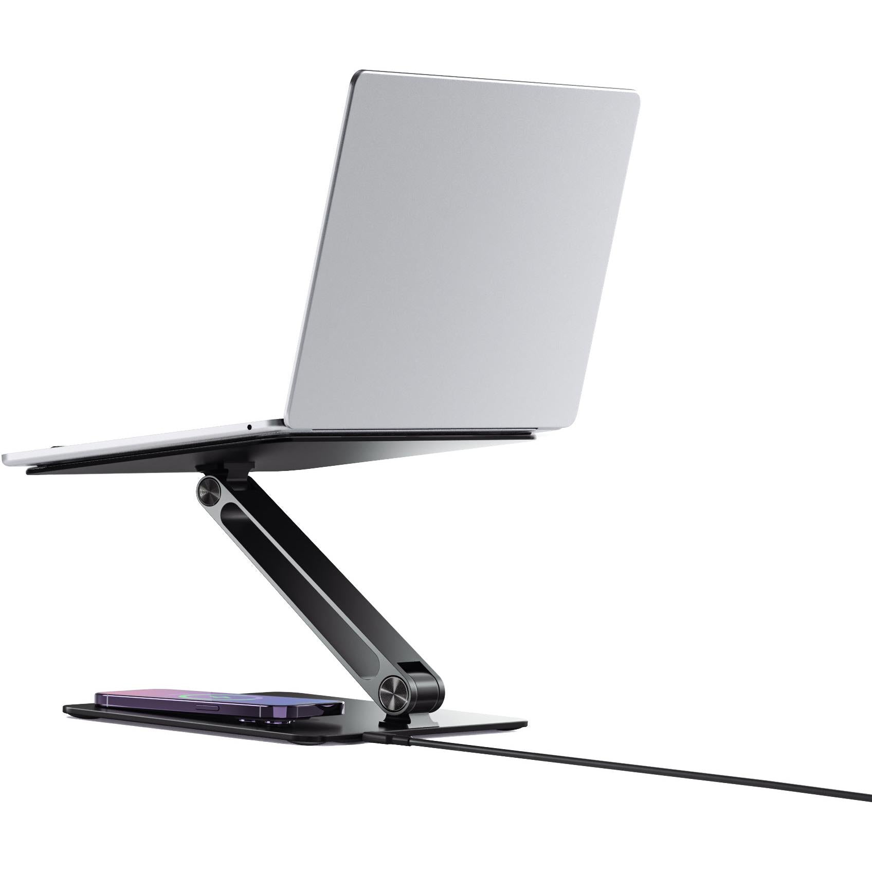 ALOGIC Elite Power Adjustable Laptop Stand with 15W Fast Wireless Charger - Ergonomic Computer Riser for Home Office & Workspace