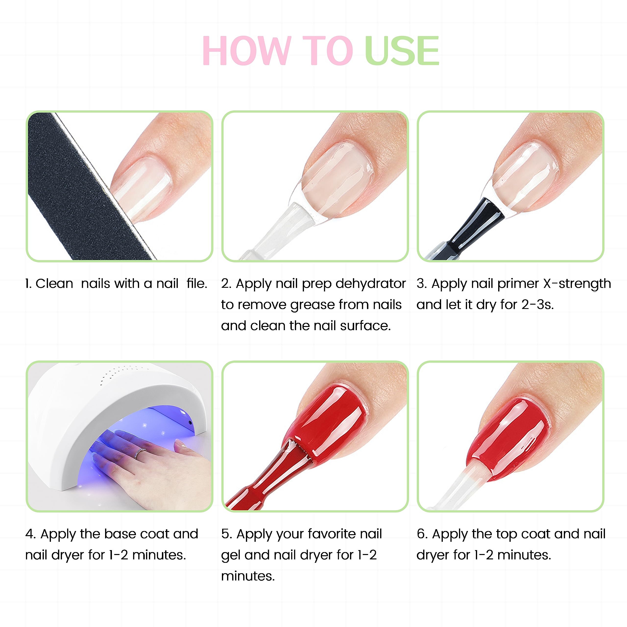 15ml X-Strength Nail Prep Dehydrator & Primer Set - Professional Acrylic Nail Bonding Kit with Cuticle Oil & Strengthener | Salon-Grade Nail Care for Stronger, Long-Lasting Manicures at Home or Professional Use
