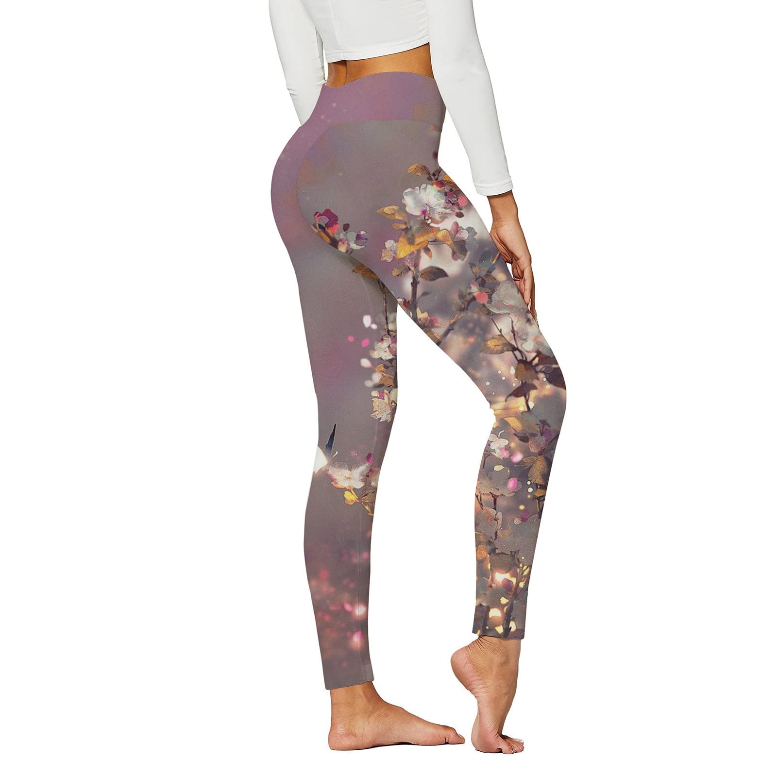 Women's High Waisted Tummy Control Yoga Pants - Butt Lifting Floral Printed Workout Leggings for Running & Gym | Perfect for Yoga, Pilates & Casual Wear