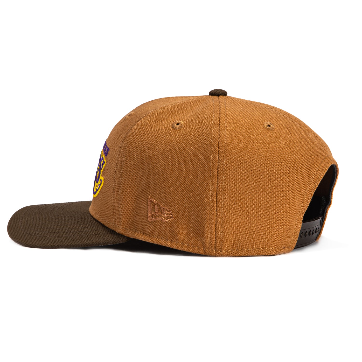 New Era 9Seventy Los Angeles Lakers Alternate Stretch Snapback Hat - Khaki & Brown | NBA Basketball Fan Gear for Men & Women | Perfect for Games, Streetwear & Casual Outfits
