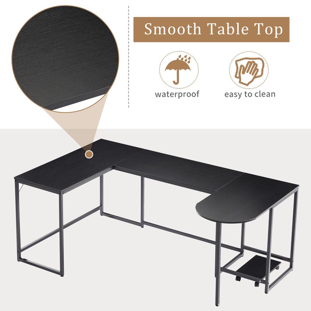 Ergonomic U-Shaped Corner Computer Desk with Monitor Stand - Home Office Gaming Workstation, Space-Saving Design & Easy Assembly - Perfect for Small Spaces, PC Gaming, and Remote Work Setup