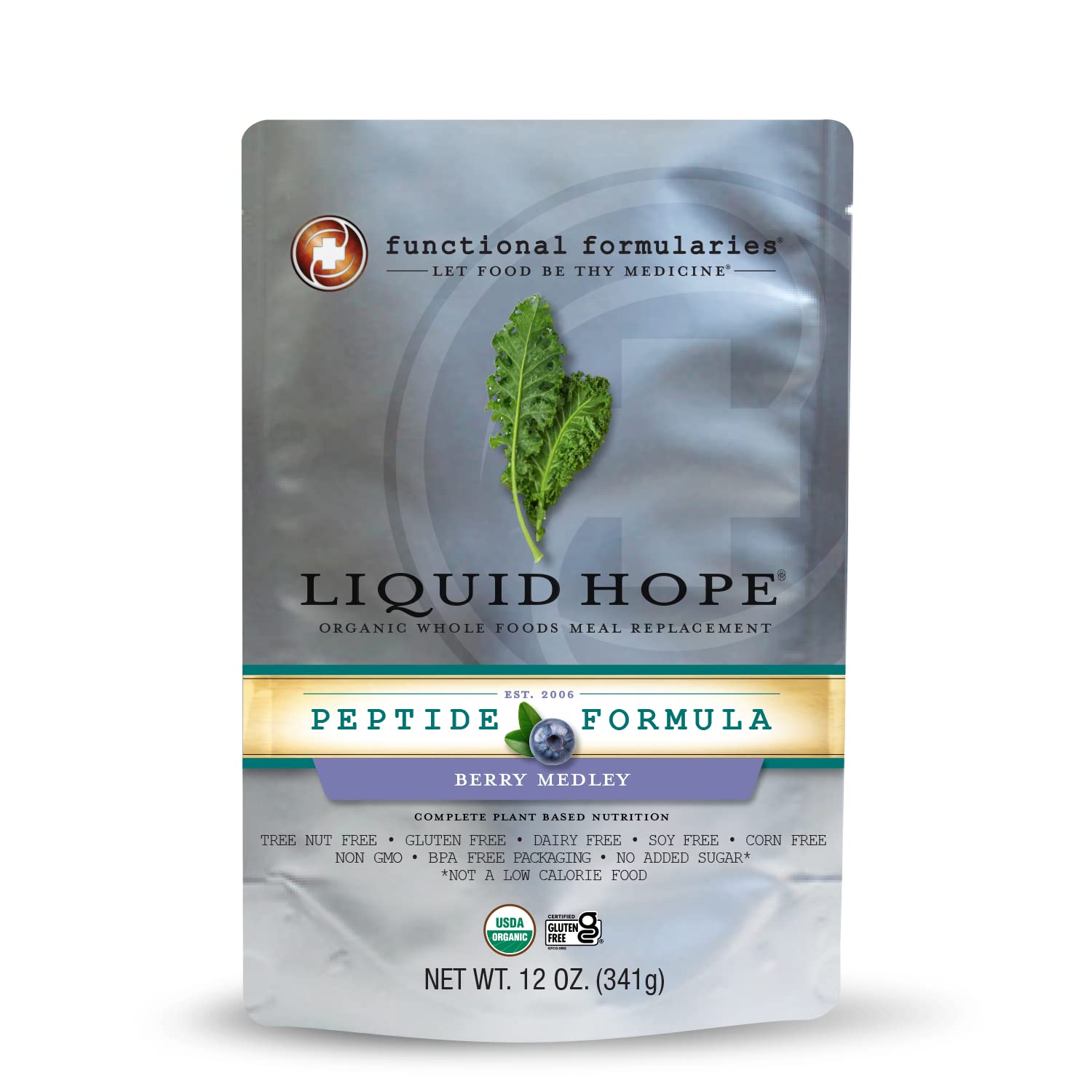 Organic Liquid Hope Peptide Berry Medley - Tube Feeding Formula & Meal Replacement Supplement, 12 Fl Oz Pouch (Pack of 24, 288 Fl Oz Total) - Ideal for Medical Nutrition, Post-Surgery Recovery & Dietary Support