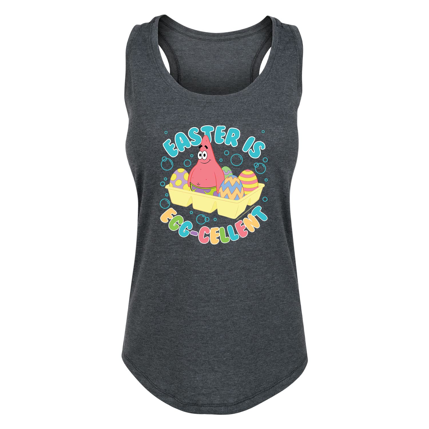 SpongeBob SquarePants Easter Women's Racerback Tank Top | Cartoon Graphic Tee | Comfortable Summer Casual Wear for Women | Perfect for Easter Celebrations, Beach Outings & Theme Parties
