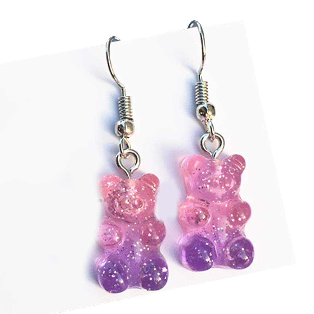 1 Pair Cute Colorful Cartoon Bear Resin Drop Earrings for Women - Sweet Dangle Earrings, Valentine's Day & Birthday Gift Idea - Perfect for Parties, Dating & Casual Wear