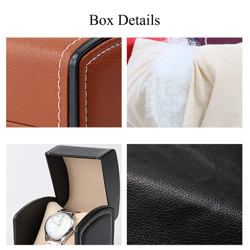 Premium PU Leather Single Watch Box - Wristwatch Gift Box, Jewelry Display Case & Bracelet Holder - Elegant Blue Watch Storage Organizer for Men & Women - Perfect for Travel, Home Display & Gift Giving