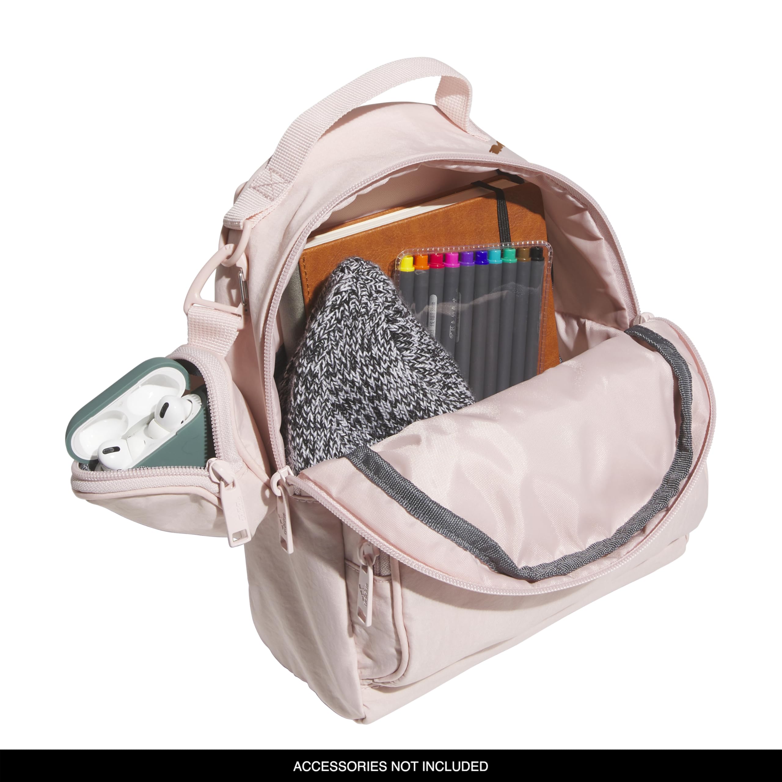 Adidas Must Have Mini Backpack for Women & Teens - Lightweight Small Backpack for Festivals, Travel, School & Daily Use - Sandy Pink One Size - Perfect as Gym Bag, Work Bag & Weekend Getaway Essential