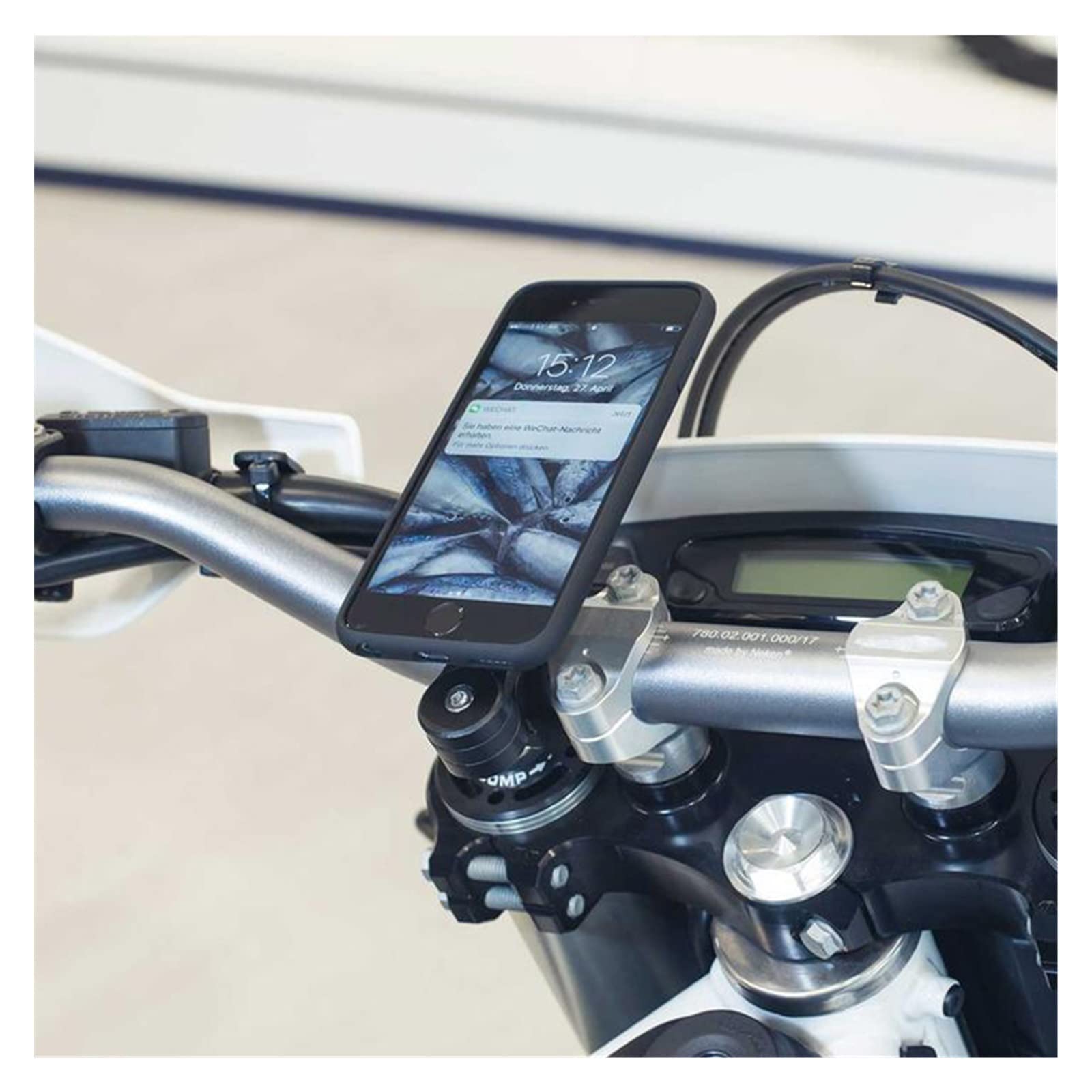 Universal Motorcycle Phone Mount - Black Handlebar Bike Phone Holder for iPhone & Android - Perfect for GPS Navigation & Adventure Riding