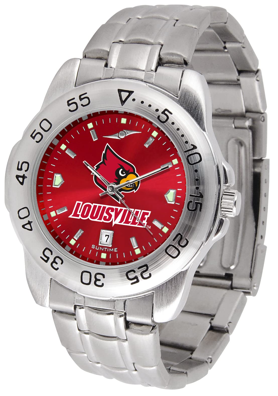 SunTime Men's NCAA Team Sport Watch - 20mm Stainless Steel Band, Reflective Shiny Dial with Date Display - Perfect for College Sports Fans & Everyday Wear