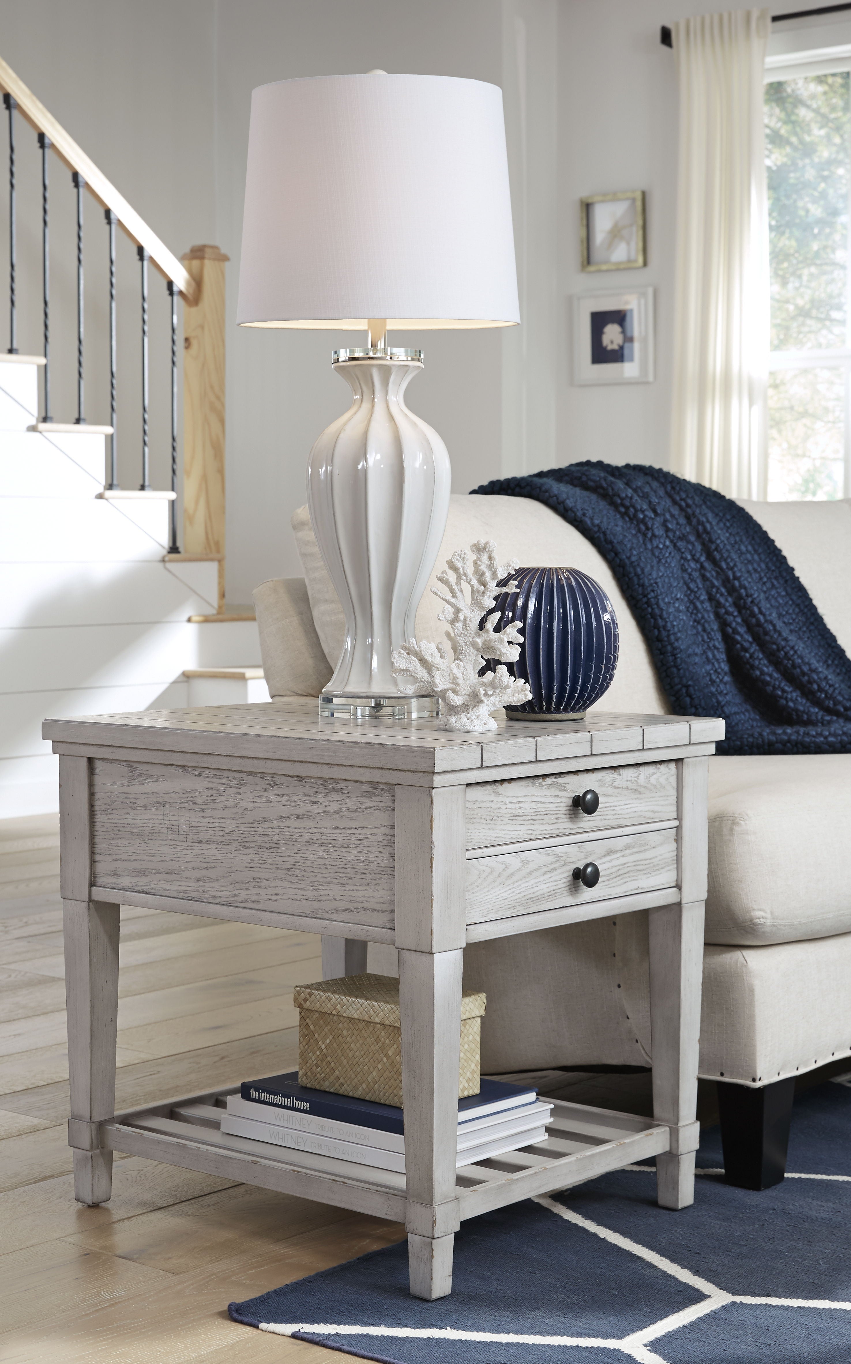 Belhaven End Table - Pearl Silver Finish | Modern Nightstand for Bedroom, Living Room & Office | Small Side Table with Stylish Design