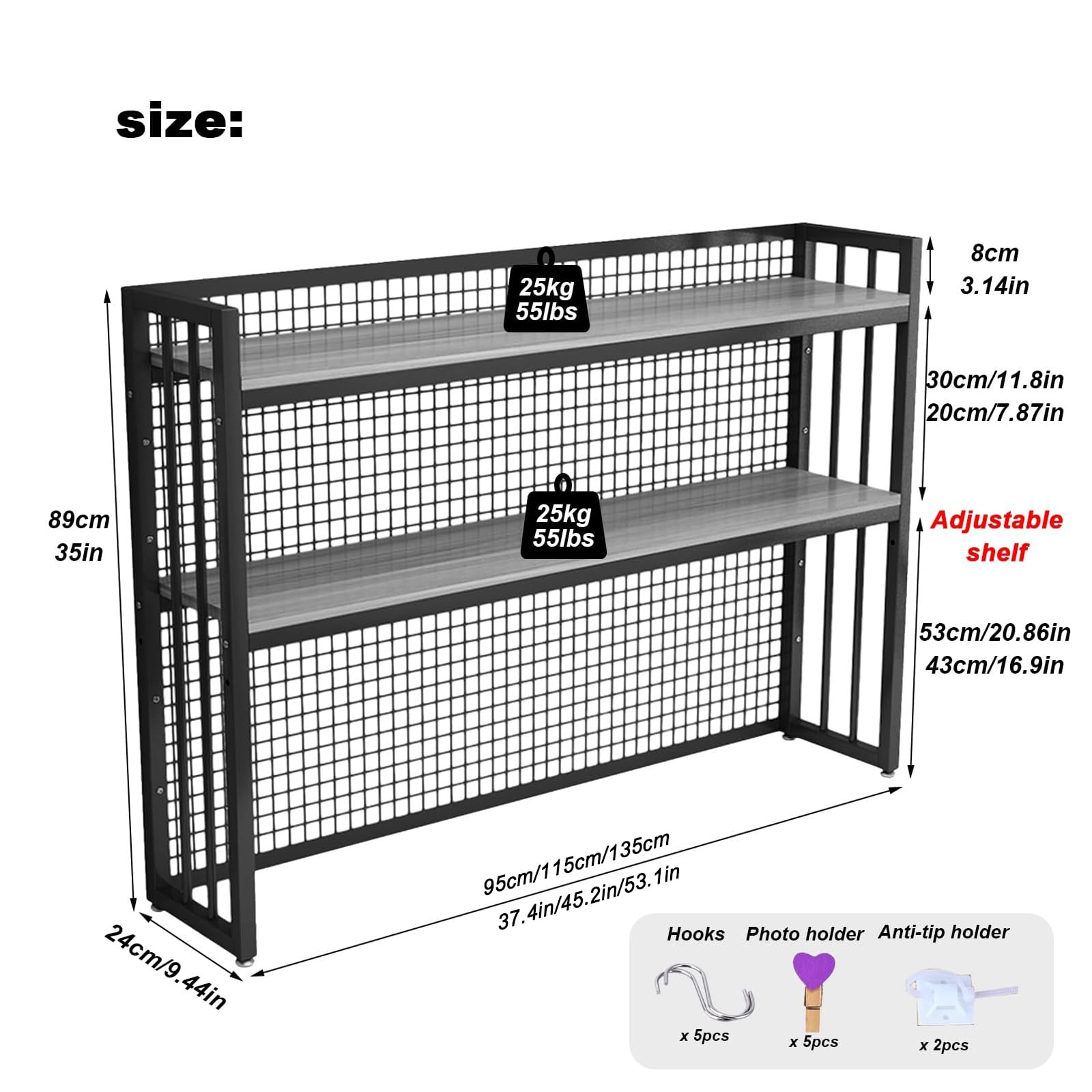 FPIGSHS Adjustable Desk Bookshelf Organizer Rack - 95cm Desktop Bookcase for Office & Home, Computer Desk Organizer with Storage Shelf for Books, Supplies & Accessories - Perfect for Workspace Organization & Display