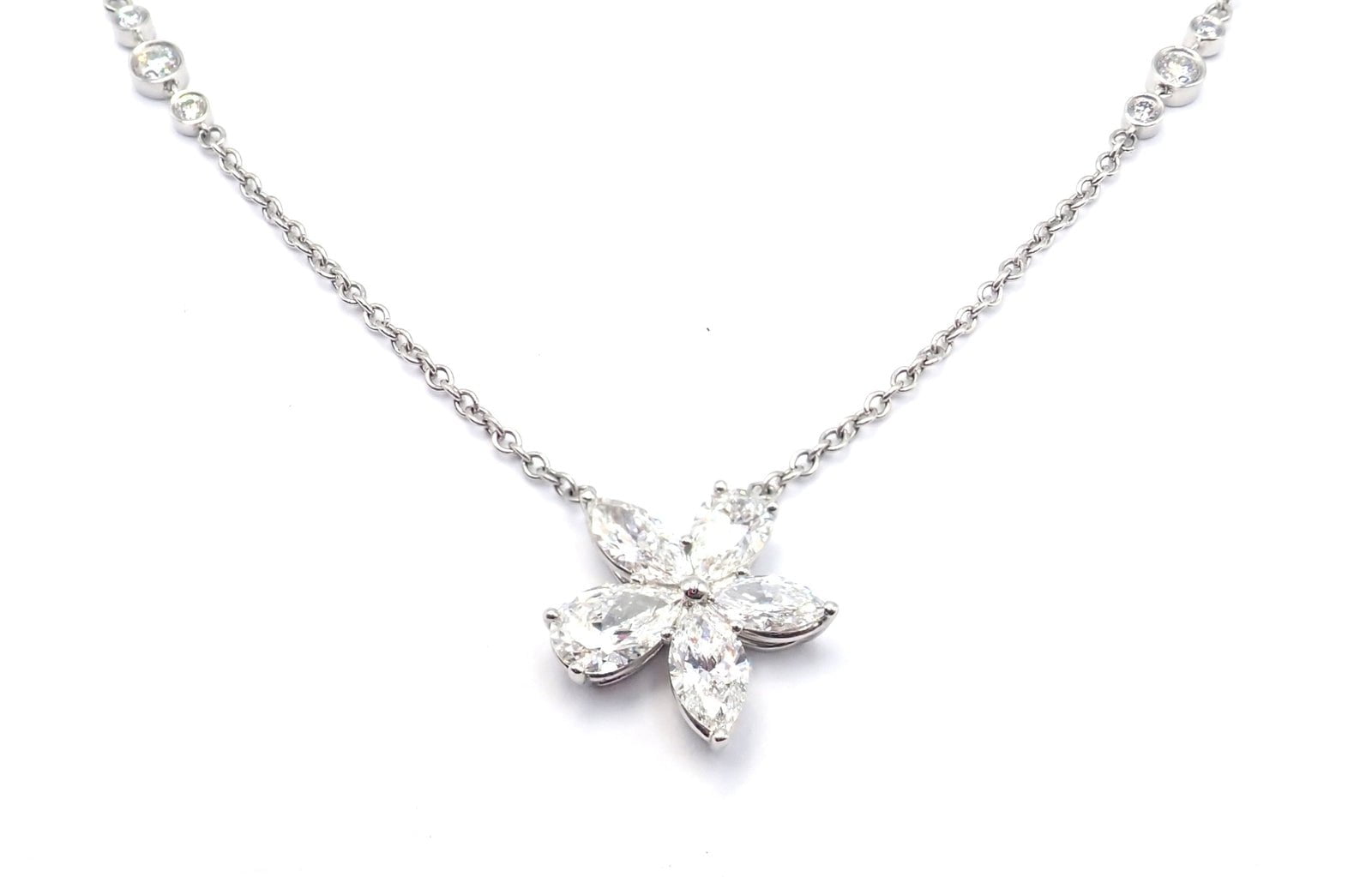 Authentic Tiffany & Co Victoria Platinum Diamond Mixed Cluster Pendant Necklace | Luxury Jewelry Gift for Women | Perfect for Weddings, Anniversaries & Special Occasions