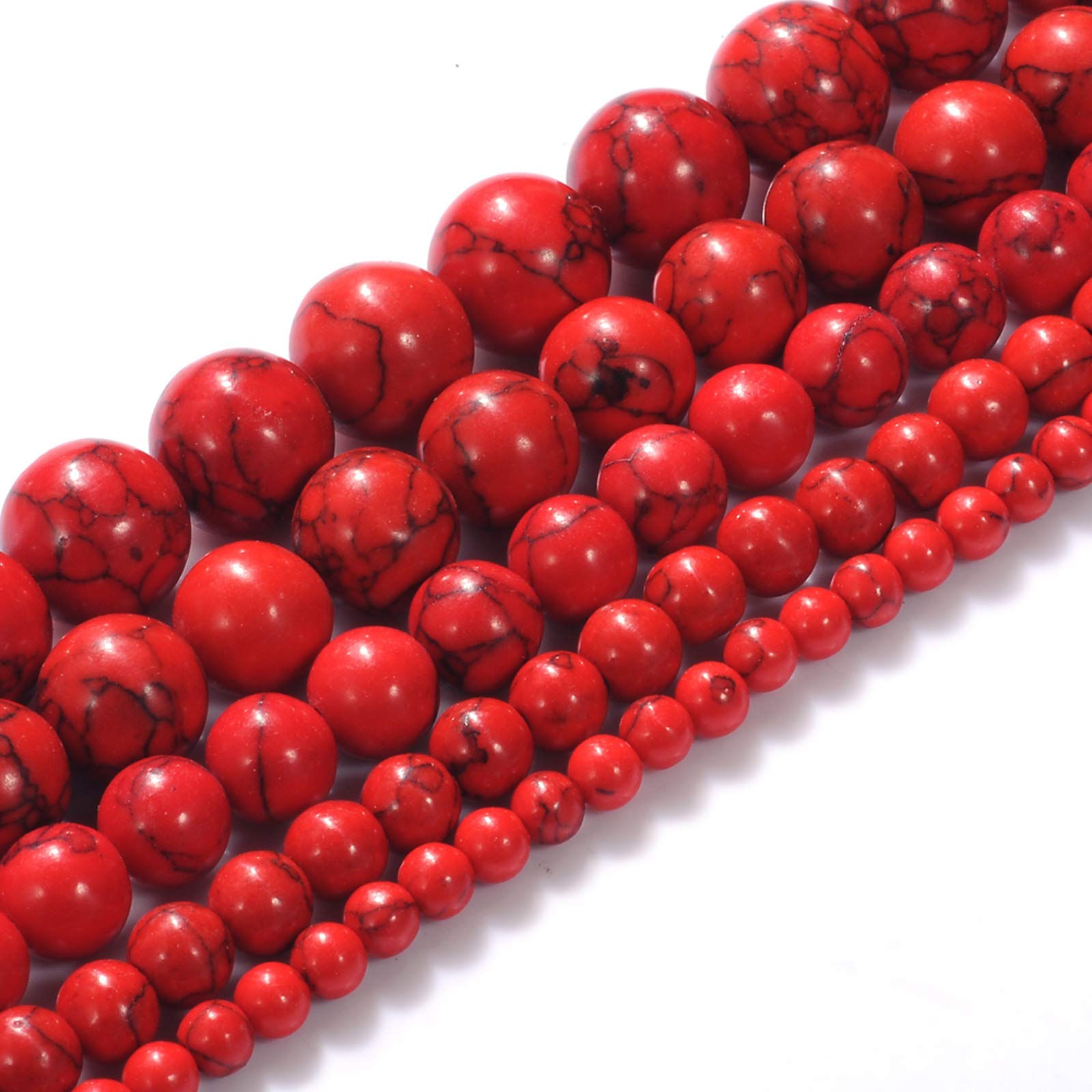 12mm Red Turquoise Beads - Round Smooth Gemstone Beads for Jewelry Making, DIY Crafts, Good Luck Charms - Perfect for Necklaces, Bracelets & Gift Giving (12mm)