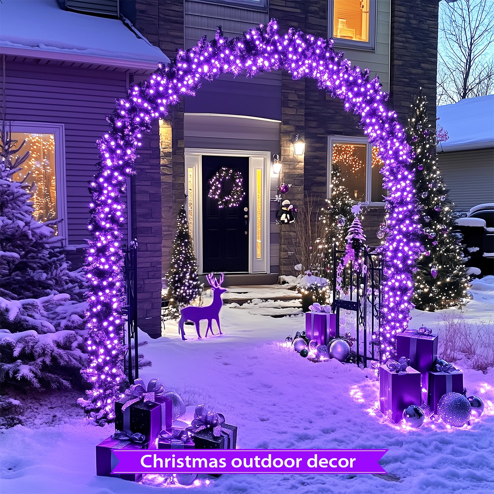 JMEXSUSS 250 LED Halloween String Lights - 91.5ft Waterproof Purple Outdoor Fairy Lights with 8 Lighting Modes | Connectable Christmas Tree Lights for Yard, Patio, Party & Holiday Decorations | Perfect for Halloween, Christmas, Weddings and Outdoor Events