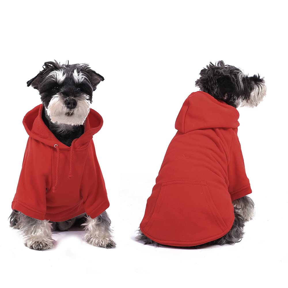 Dog Hoodies Sweatshirt with Hood and Pockets - Cozy Pet Clothes for Small Dogs (Red, Small) - Perfect for Winter Walks and Outdoor Adventures