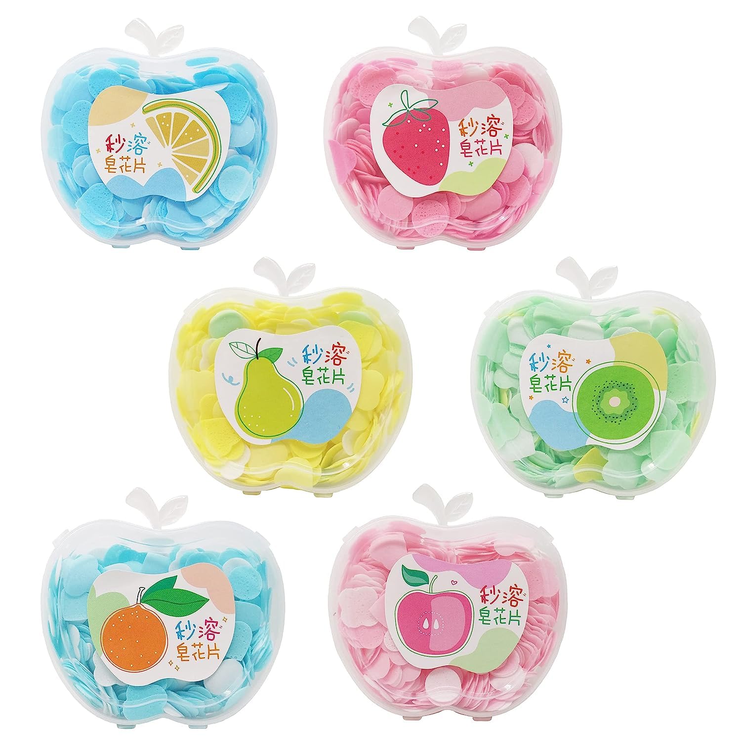 FATFISH Travel Paper Soap Sheets - 6 Pack Apple-Shaped Plastic Case | Portable, Biodegradable Hand Wash for Camping, Hiking & Airplane Travel