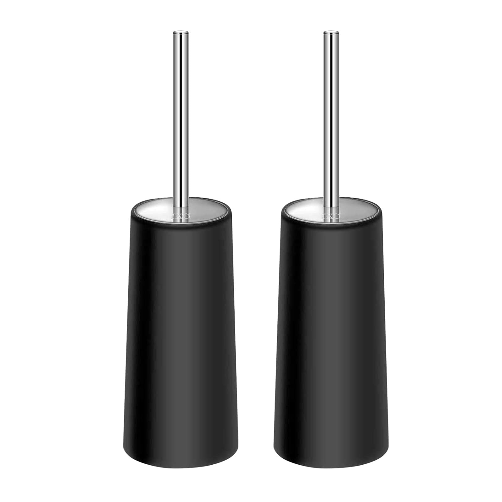 Stainless Steel Toilet Brush Set with Soft Nylon Bristles - 2PC Durable Toilet Cleaning Brush for Bathroom, Kitchen & Household Cleaning (Black, One Size) - Perfect for Deep Cleaning Tiles, Sinks & Hard-to-Reach Areas