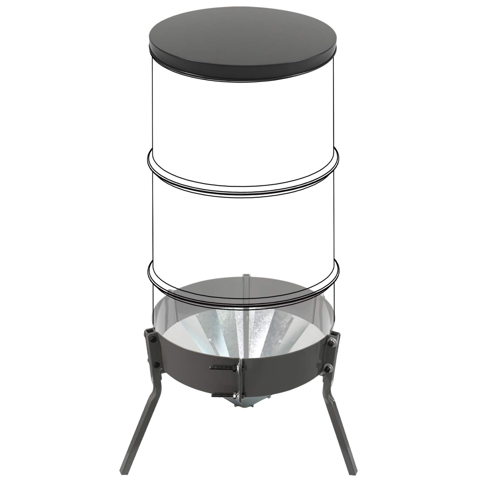 Highwild 30-Gallon Deer Feeder Kit - Heavy Duty Steel Lid & Galvanized Funnel for Wildlife Feeding | Perfect for Hunting, Wildlife Observation & Backyard Deer Attraction