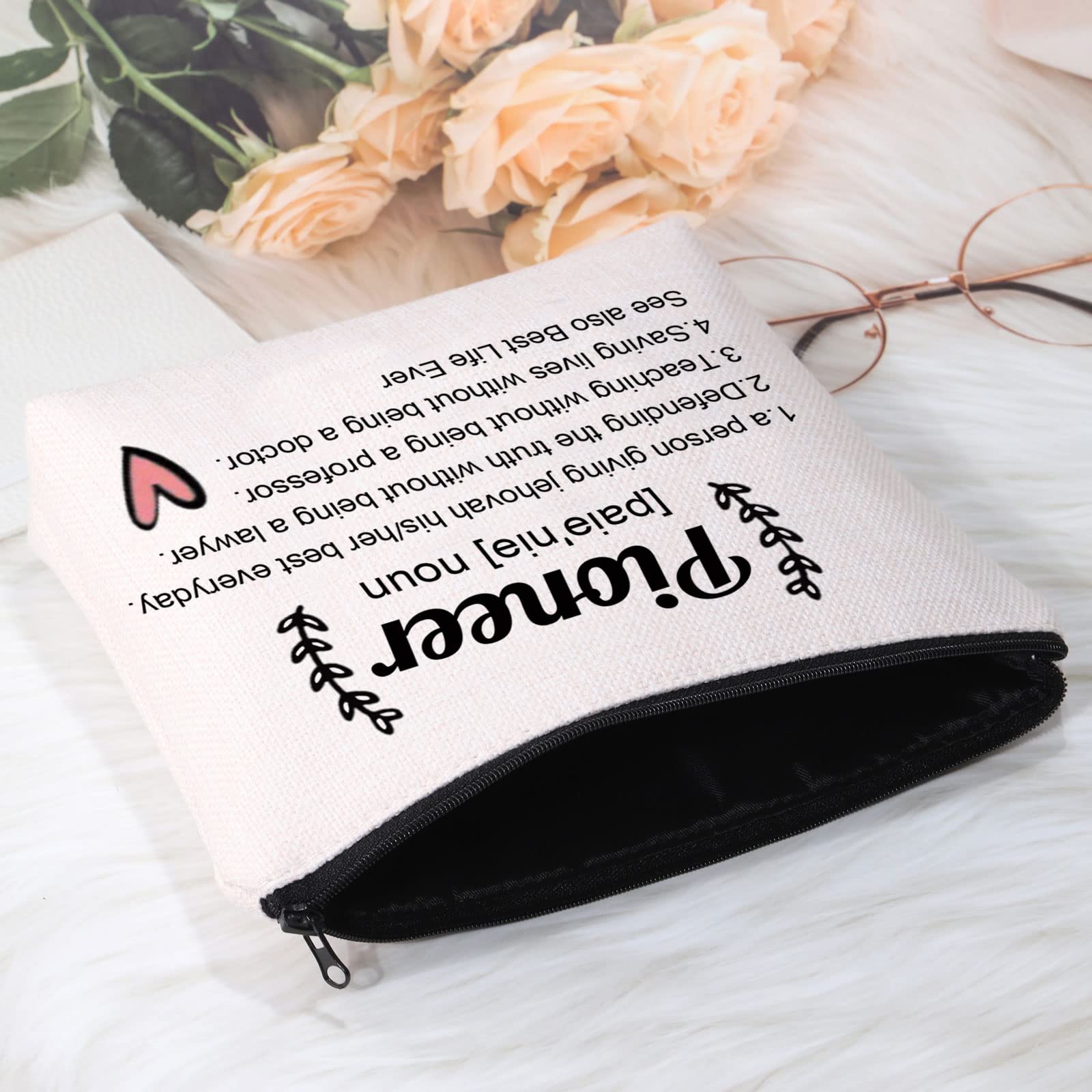 POFULL Pioneer Definition JW Gift - Best Life Pioneer Gift for Jehovah's Witnesses & Pioneers - Premium Makeup Bag (Ideal for Ministry, Travel & Daily Use)