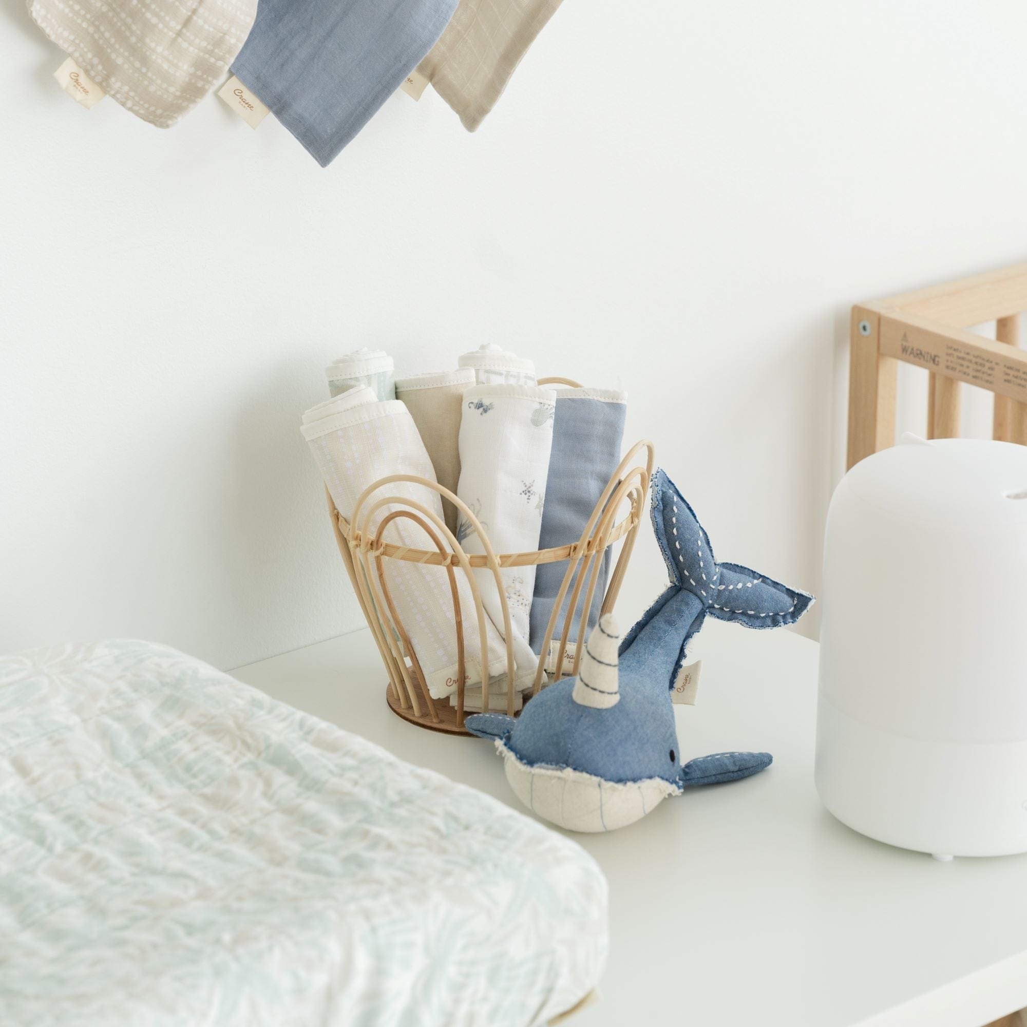 Crane Baby Cove 5-Piece Wash Cloth Set | Soft Organic Cotton Baby Washcloths with Sea Life Design | Perfect for Newborn Bath Time & Gentle Skin Care