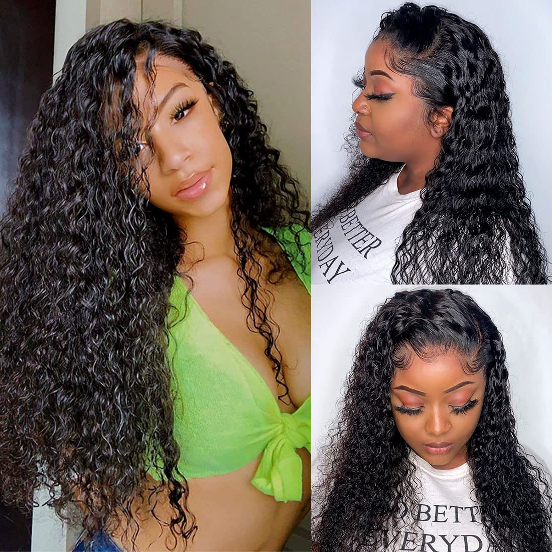 13x4 Deep Wave Lace Front Wigs Human Hair - Pre Plucked with Baby Hair for Black Women | 20 Inch Wet & Wavy Curly Lace Frontal Wig | Perfect for Daily Wear, Parties, Weddings & Special Occasions