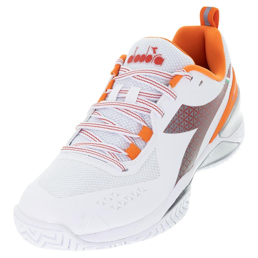 Diadora Women's Speed Blushield Torneo Tennis Shoes - White/Fiery Red Size 9.5 | Lightweight & Supportive for Competitive Play & Training