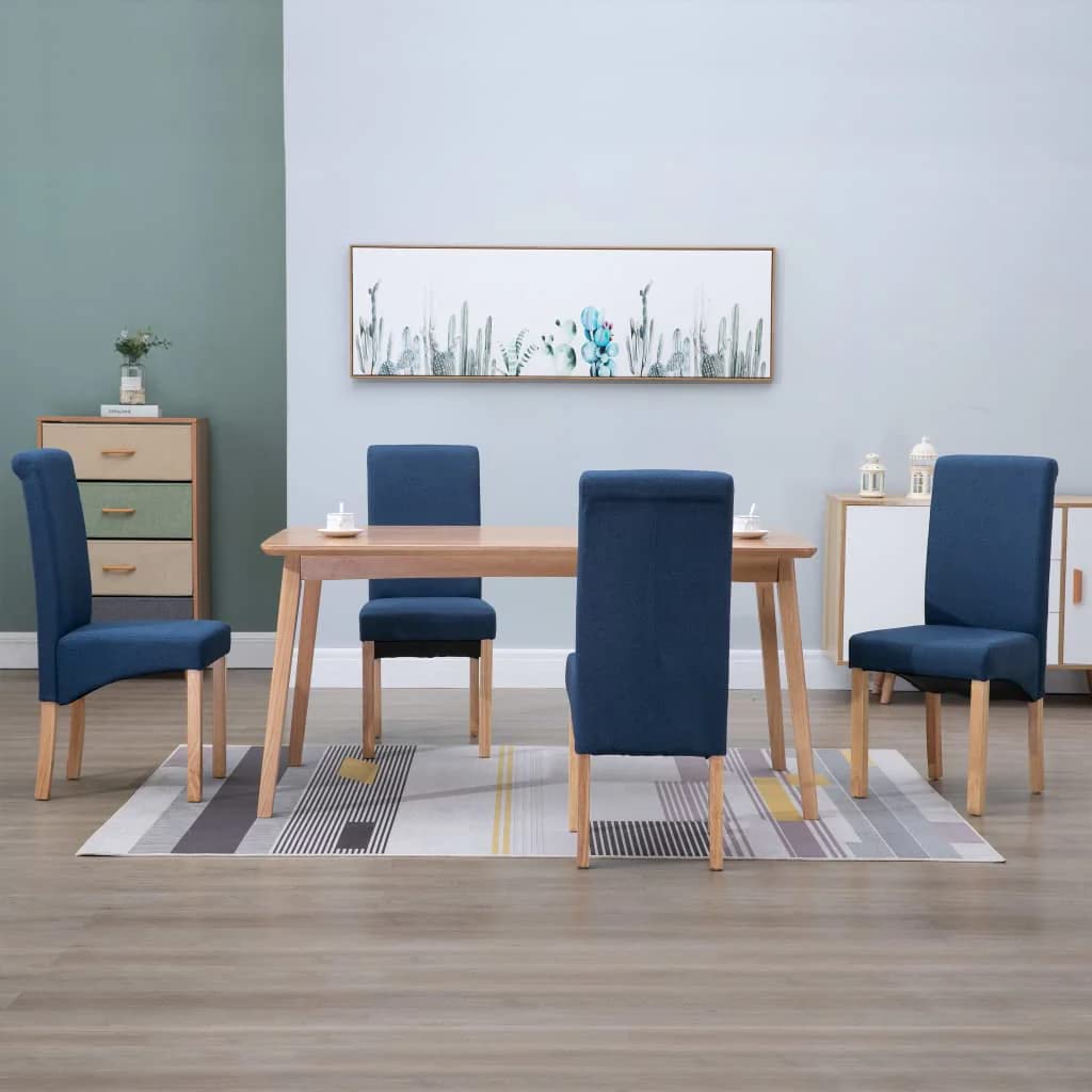 vidaXL 4-Piece Dining Chairs Set - Wood Frame Upholstered Fabric Accent Chairs for Kitchen, Living Room & Dining Room - Brown Fabric Home Decor - Perfect for Family Gatherings & Dinner Parties