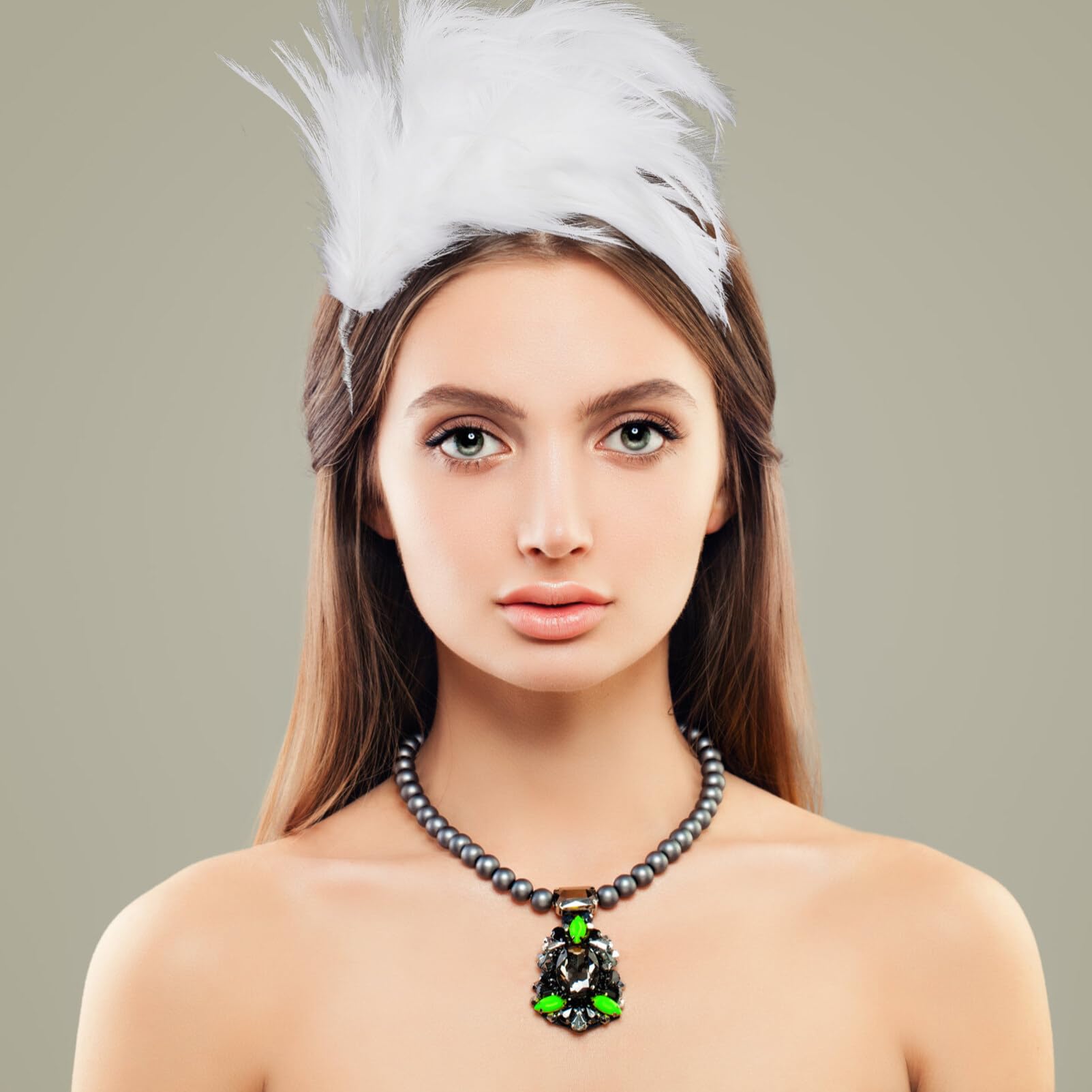 Lurrose White Feather Headband Fascinator - Elegant Hair Accessory for Women, Bridal Shower, Tea Party, Wedding, Festival & Costume Events - Perfect for Fancy Dress and Special Occasions
