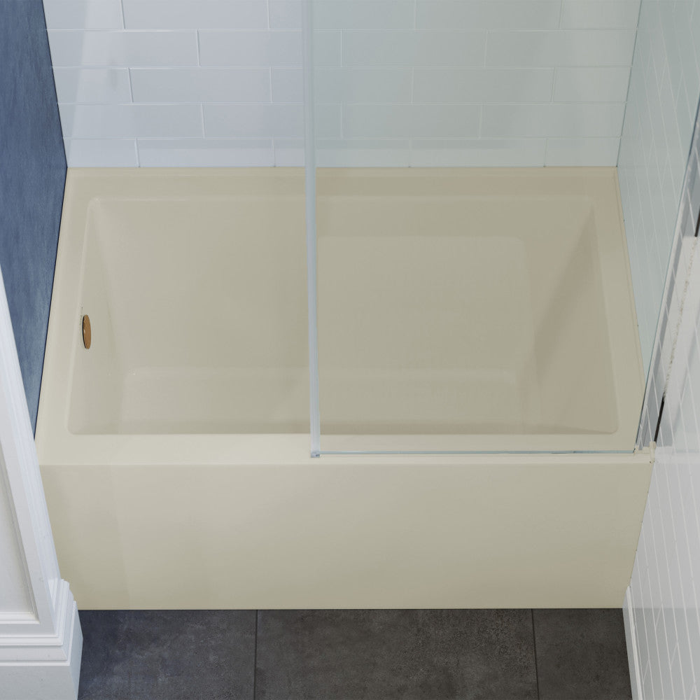 Voltaire 48 x 32 Inch Left-Hand Drain Alcove Bathtub with Apron - Bisque Color Freestanding Soaking Tub for Small Bathrooms & Modern Homes
