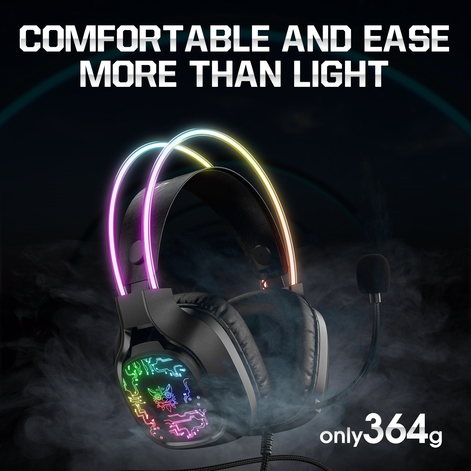 ONIKUMA X22 USB & 3.5mm RGB Gaming Headset with Microphone - Wired PC Headphones for Gaming, Streaming & Work - 1.8m Cable with Dynamic Cool Lighting - Perfect for Fortnite, Call of Duty & Zoom Meetings