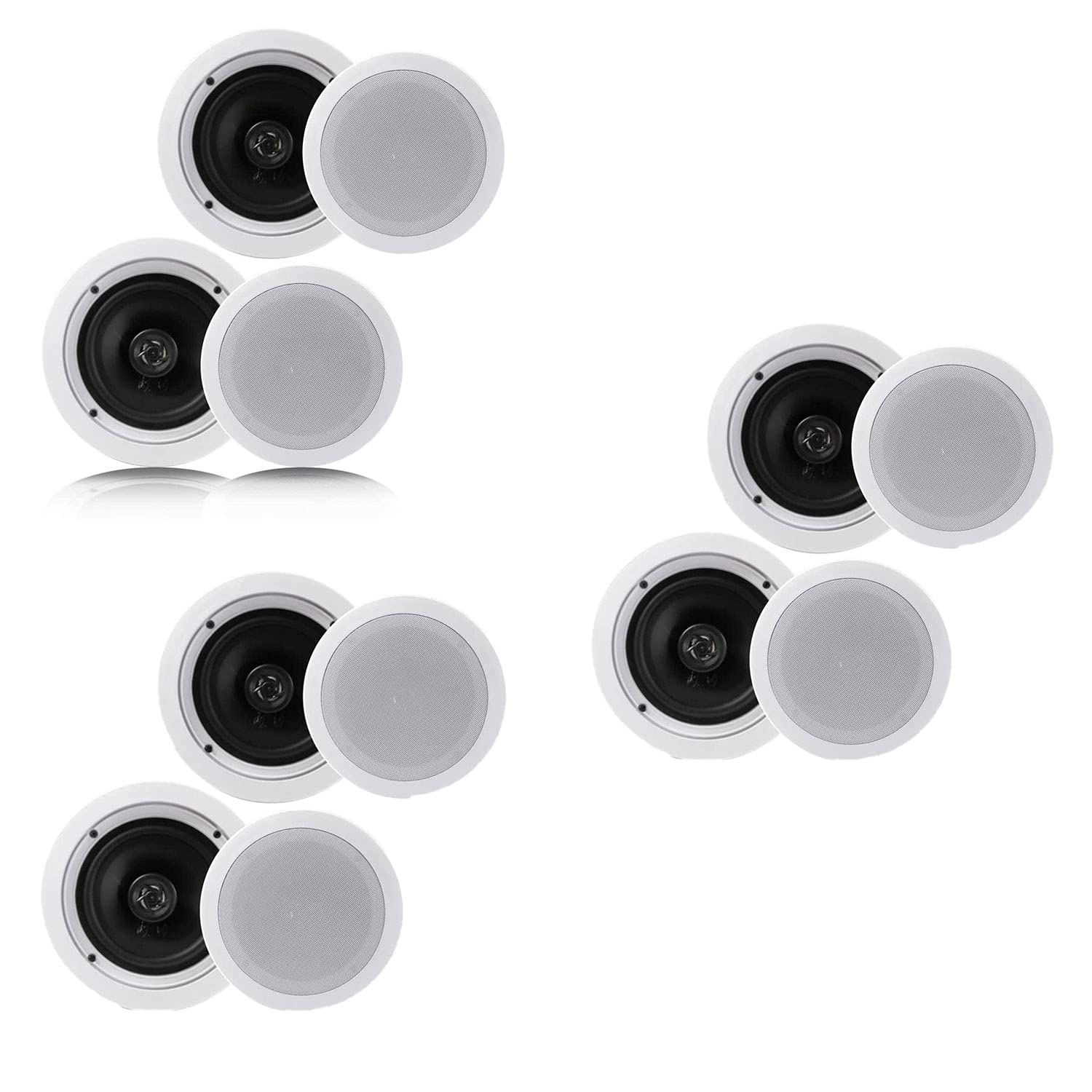 Pyle PDIC1661RD 6.5 Inch 200 Watt In-Ceiling Wall Speakers - 2 Way Flush Mount Home Indoor Speaker System Pair, White (3 Pairs) - Perfect for Home Theater, Background Music & Multi-Room Audio Systems