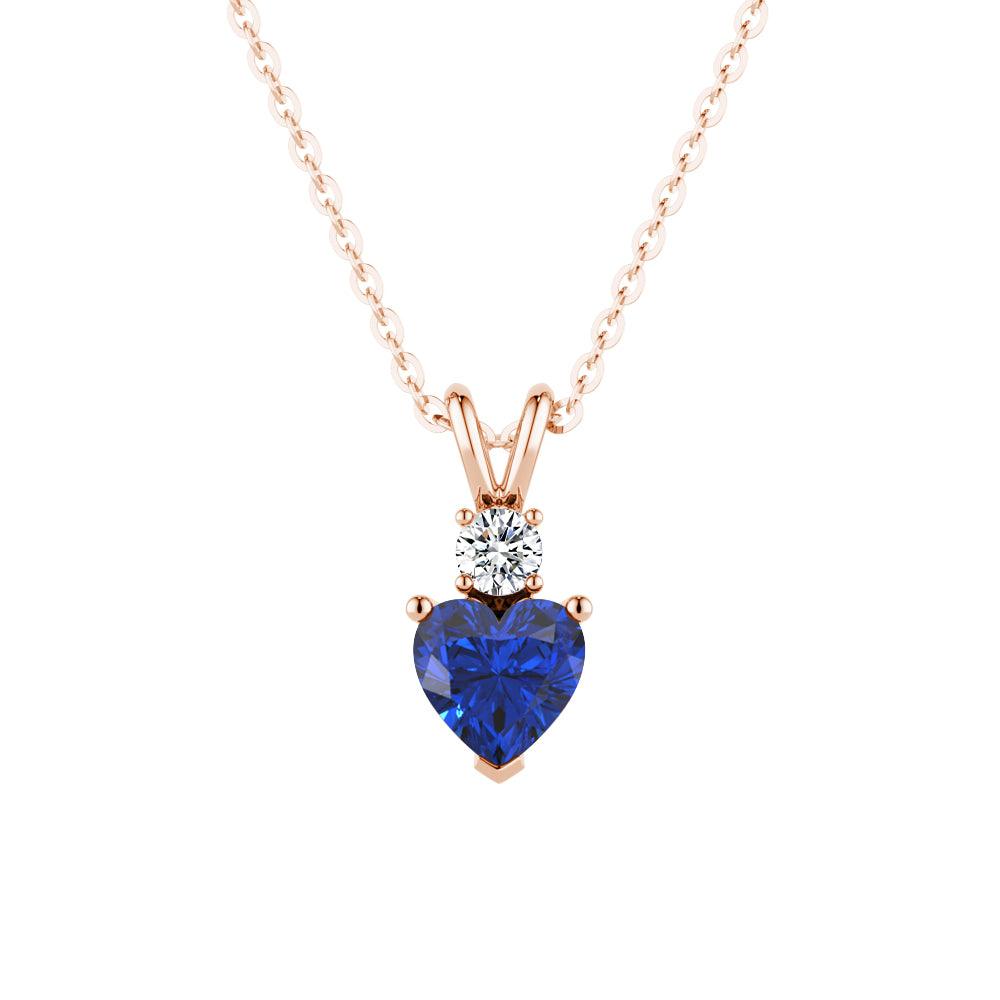 1.8 Carat Heart-Shaped Blue Sapphire Solitaire Pendant with White Sapphire Accents - Elegant Necklace for Valentine's Day, Anniversary & Special Occasions