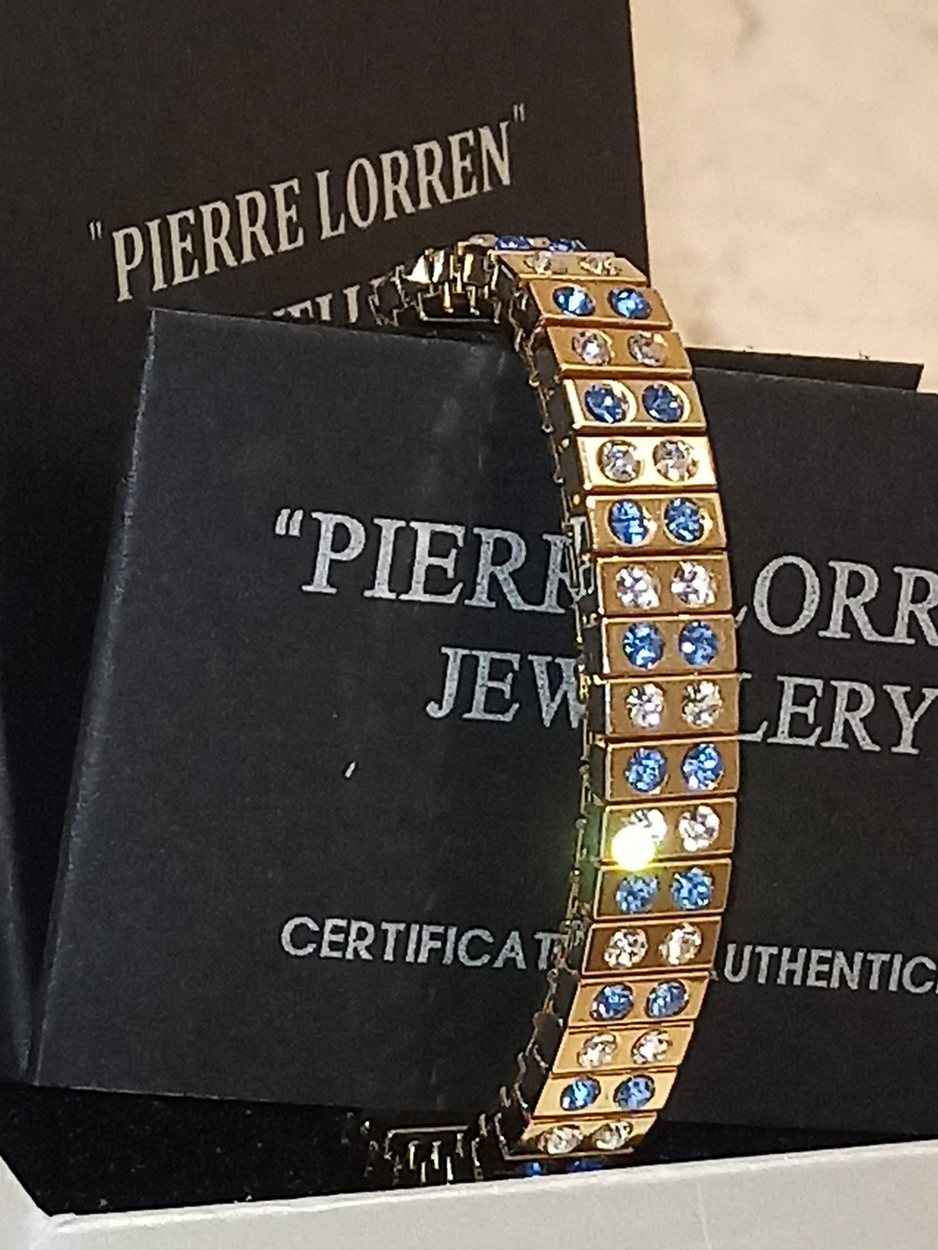 Luxury 24K Gold Handmade Austrian Crystal Sapphire Bracelet – Designer Jewelry for Women, Birthday, Anniversary & Graduation Gifts – Perfect for Daughter, Her Special Day & Elegant Occasions