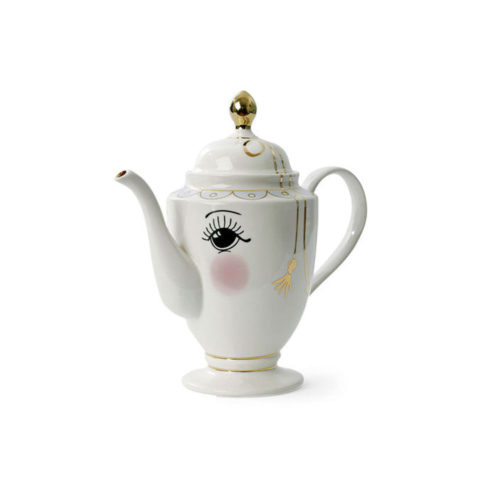 Ms Etoile Tall Ceramic Teapot Jug with Eyes - Elegant Tea Serving Pot for Afternoon Tea, Home Decor & Gift Giving