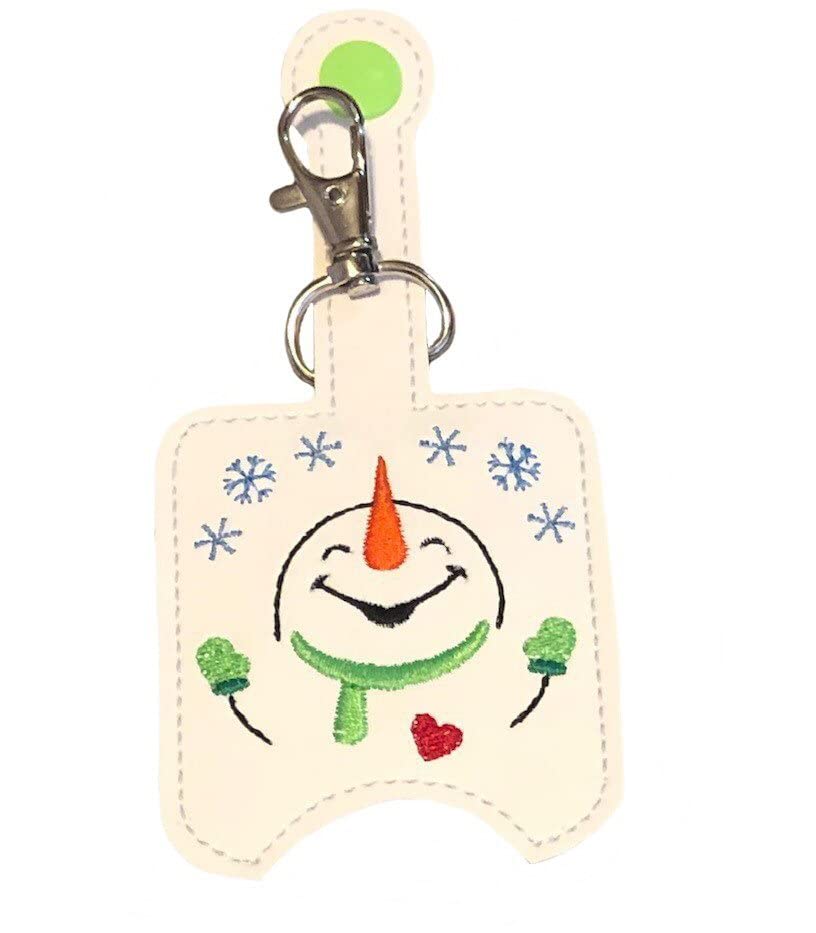 Happy Snowman Hand Sanitizer Holder Keychain - Portable Sanitizer Bottle Clip for Purse, Backpack & Car - Perfect for Winter Travel, Office & School Hygiene