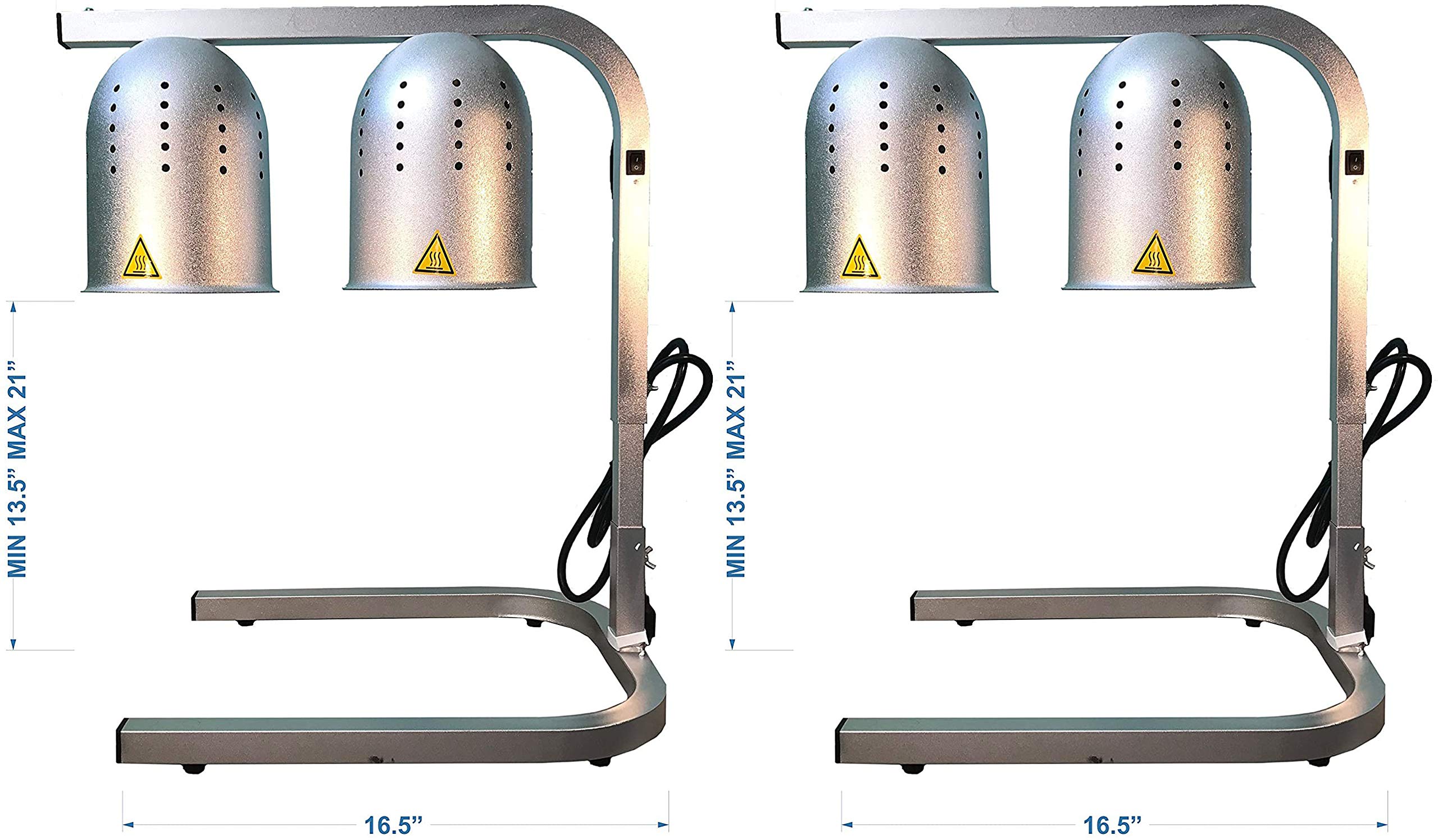Commercial Portable W62 Heat Lamp Food Warmer - 2-Bulb Free-Standing Stainless Steel Countertop Heater for Restaurants, Buffets & Catering Events - Perfect for Keeping Food Warm at Parties, Cafes & Outdoor Dining