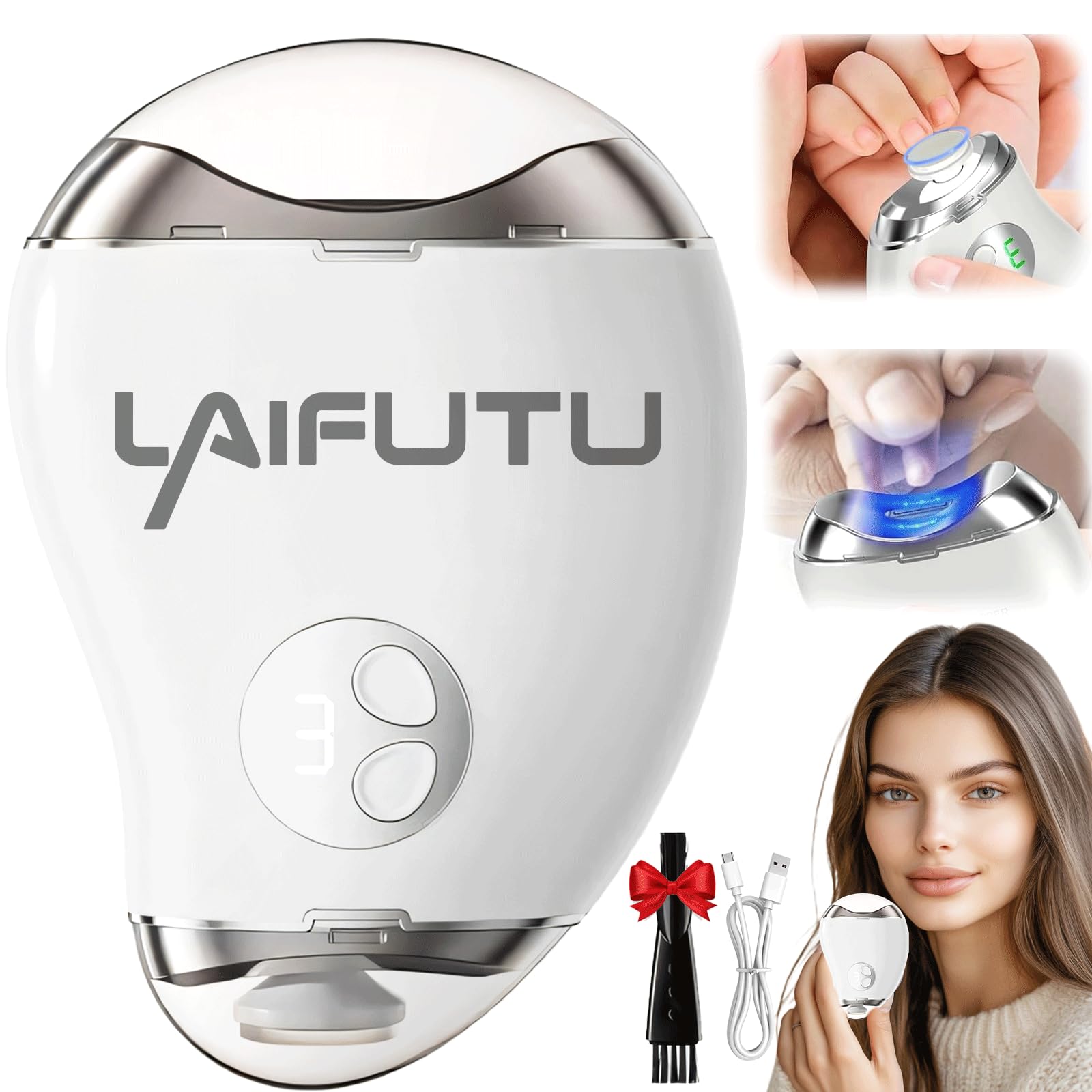 3 in 1 Electric Nail Clipper for Adults & Seniors - Rechargeable Nail Trimmer with Storage Case, Nail File & Brush - 3 Adjustable Speed Settings - Perfect for Home, Travel & Baby Care