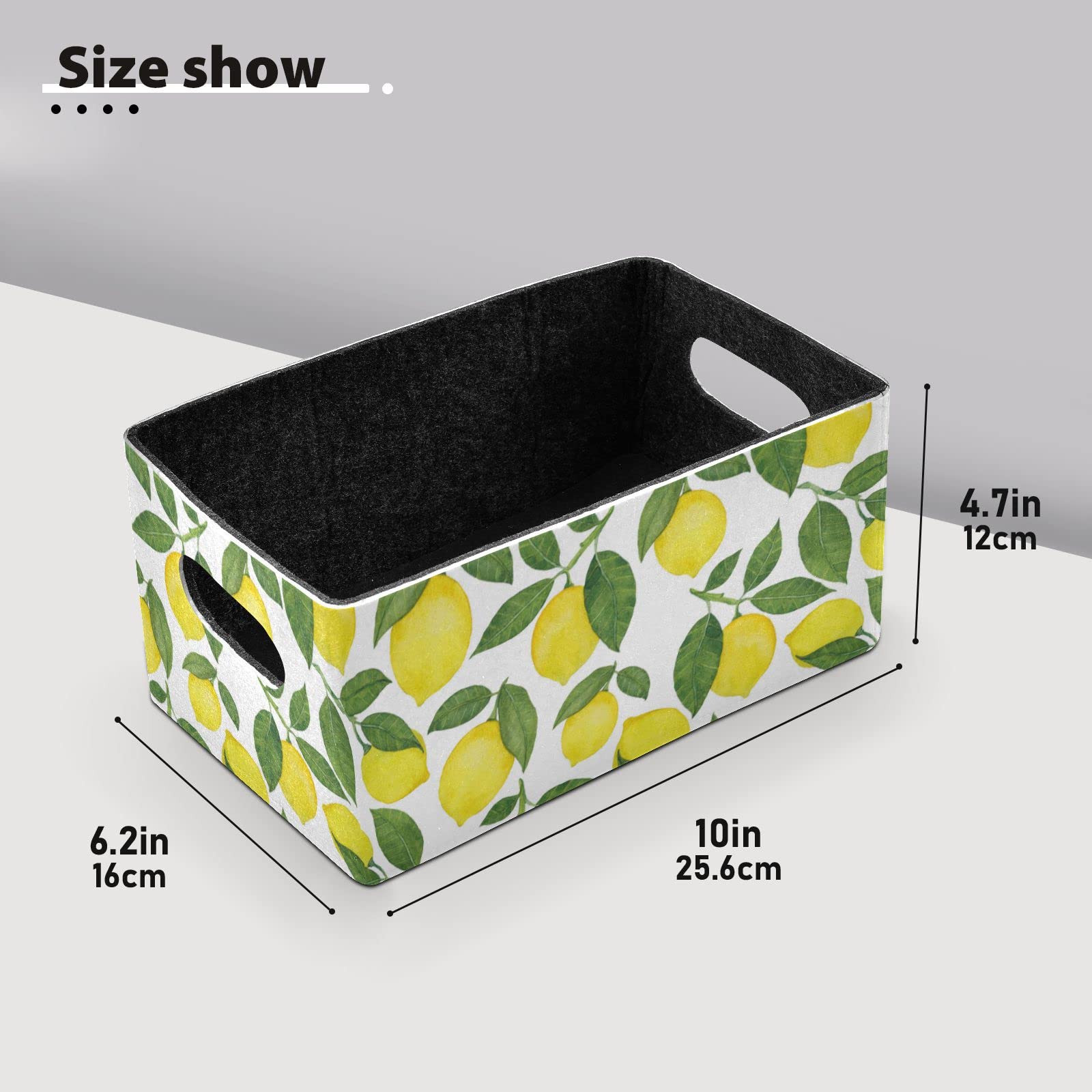 SHJI 2-Pack Collapsible Storage Baskets - Foldable Felt Organizer for Lemons, Fruits, Clothes & Toys | Perfect for Shelves, Closet, Nursery & Home Organization
