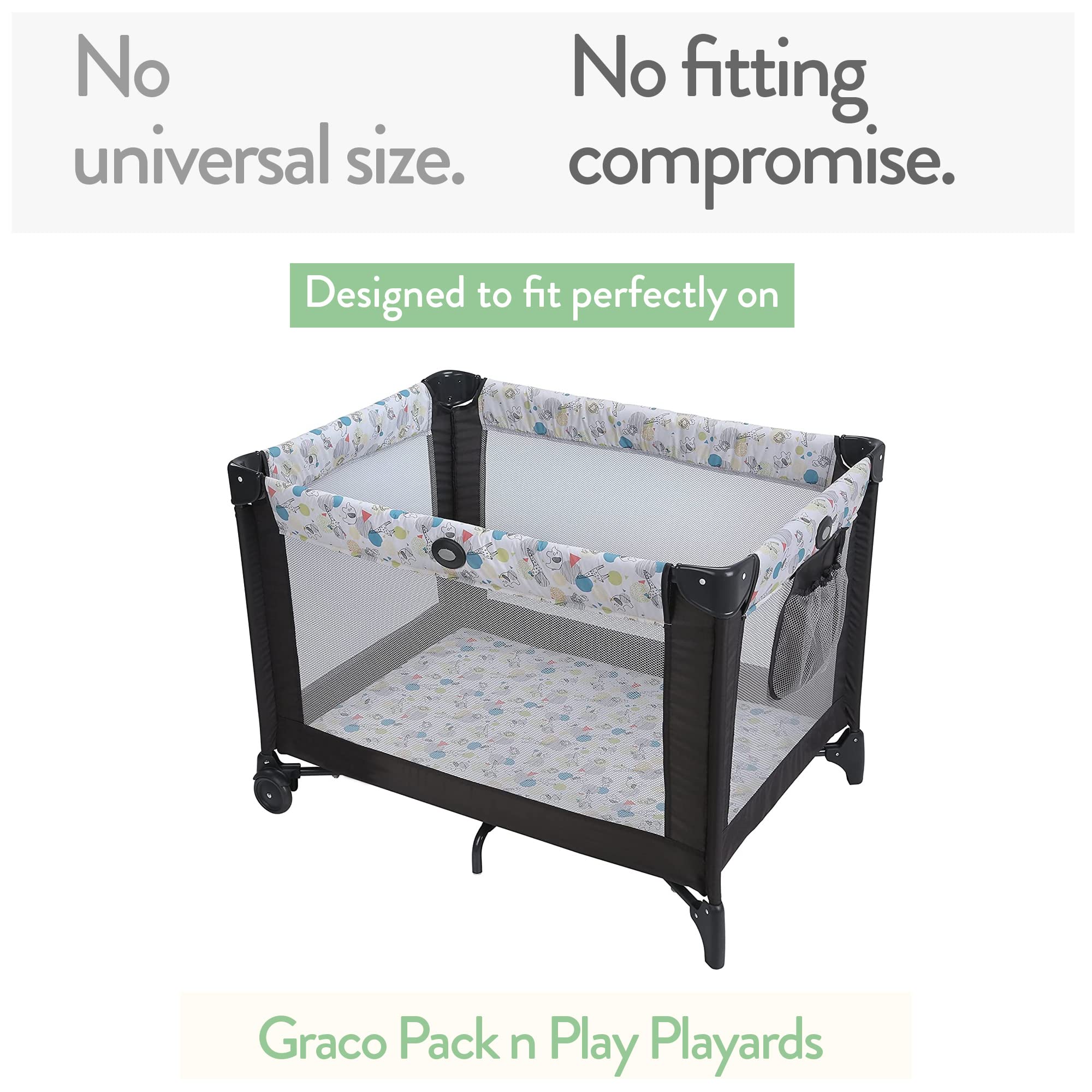 Premium Fitted Pack and Play Sheets - 2 Pack, Heather Grey - Perfect Fit for Graco Pack 'n Play & 27