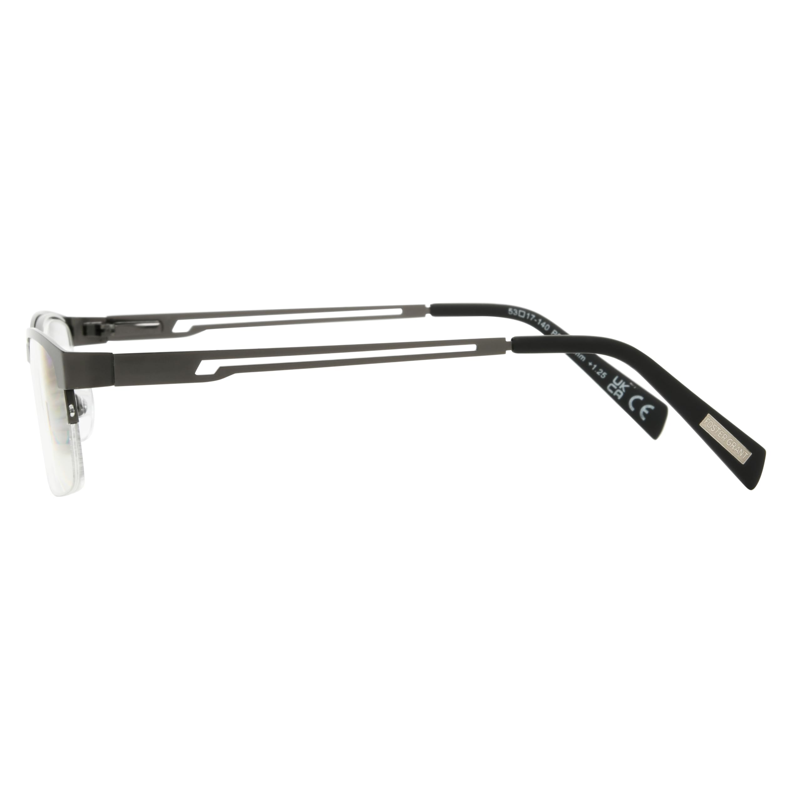 Foster Grant Men's Lamar Square Reading Glasses +1.50 to +3.50 Strength - Lightweight Metal Frame for Reading, Computer & Office Use