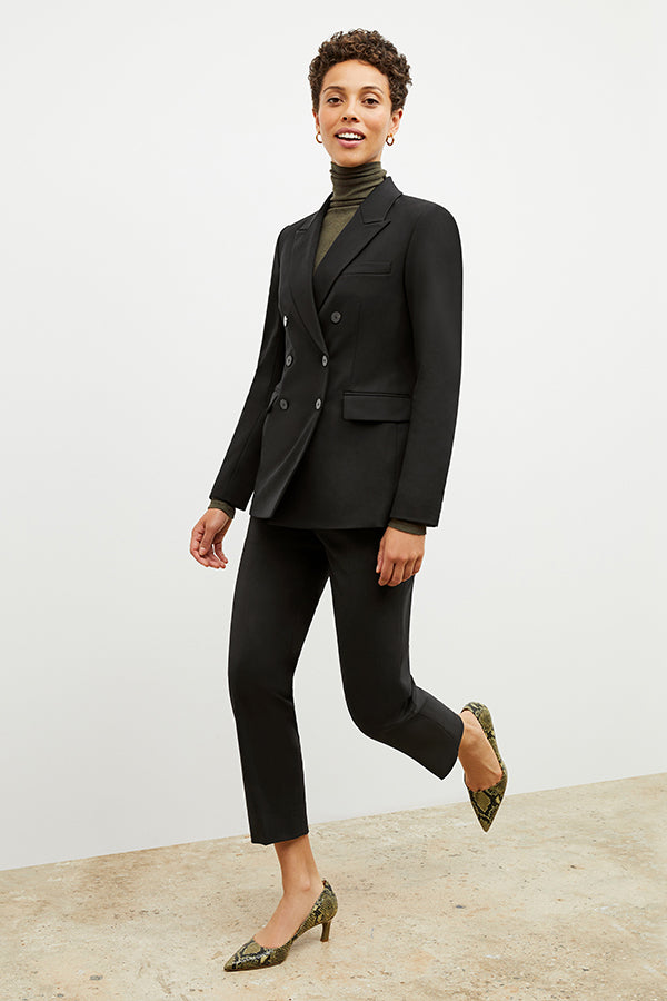 Smith Straight Trouser Washable Wool Twill Pants for Men - Classic Black Dress Pants for Office, Business & Formal Occasions