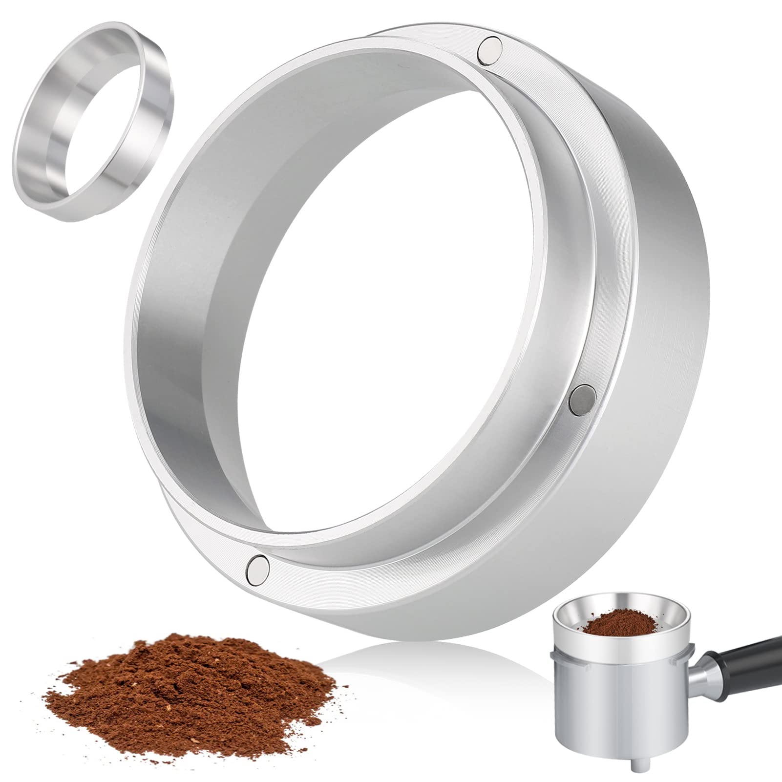 Huiguli 53mm Magnetic Coffee Dosing Funnel for Espresso Machine Portafilter - Universal Aluminum Coffee Accessories for Barista & Home Brewing - Perfect for Espresso, Latte & Cappuccino Preparation