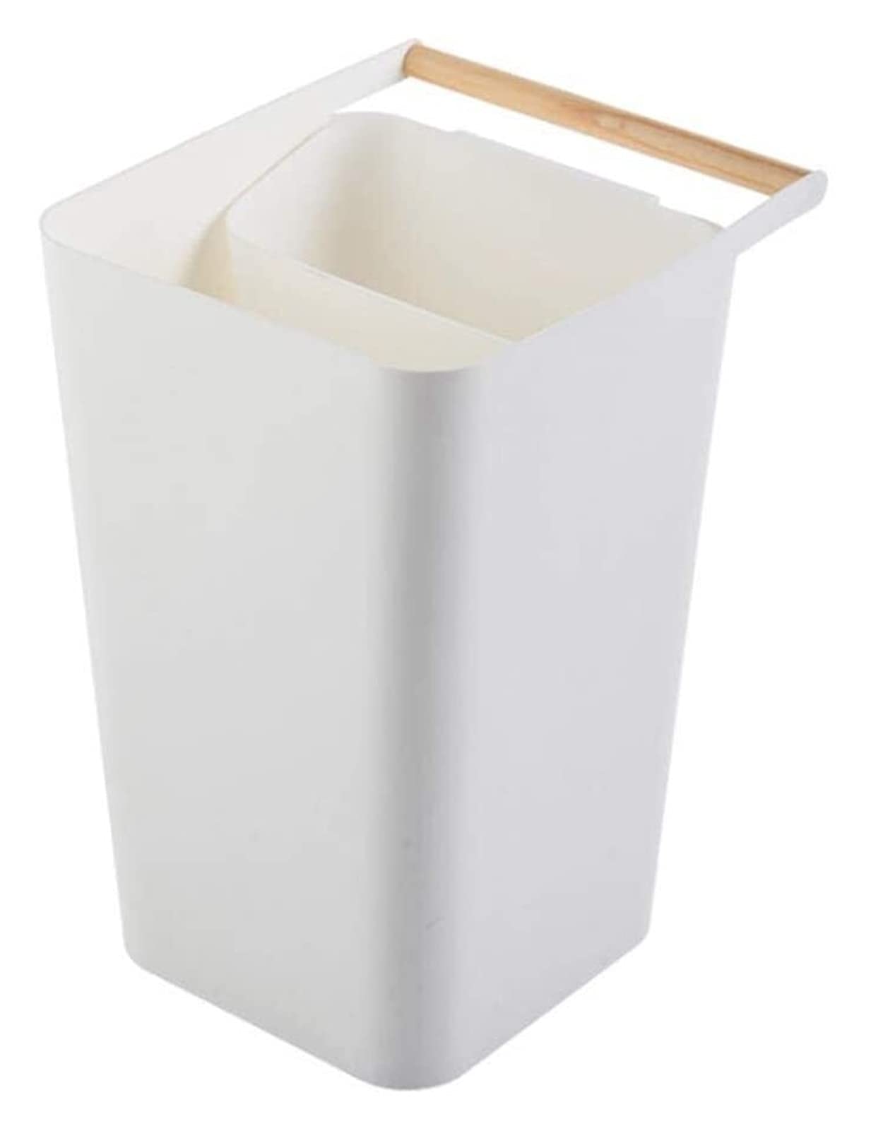 SYZHIWUJIA White Kitchen Trash Can with Handle - Portable Waste Basket for Home, Kitchen, Bedroom & Bathroom - Long Cylindrical Design for Easy Sorting | Perfect for Small Spaces, Office, Dorm & RV Use