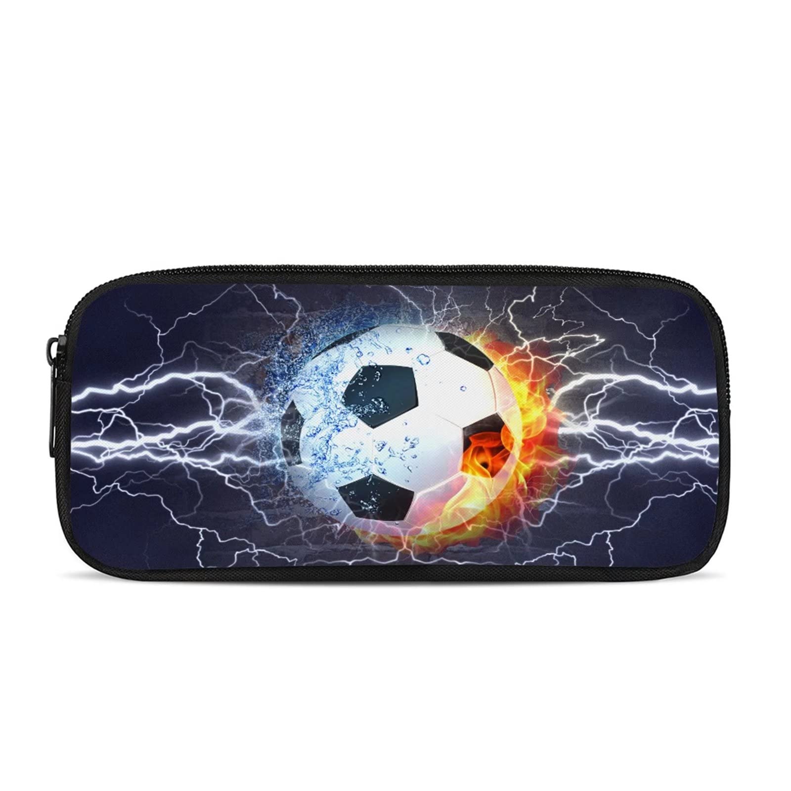 Cool Lightning & Soccer Pencil Case for Teens - Durable School & Office Supplies Organizer for Boys & Girls - Perfect for Backpacks, Desks & Study Sessions