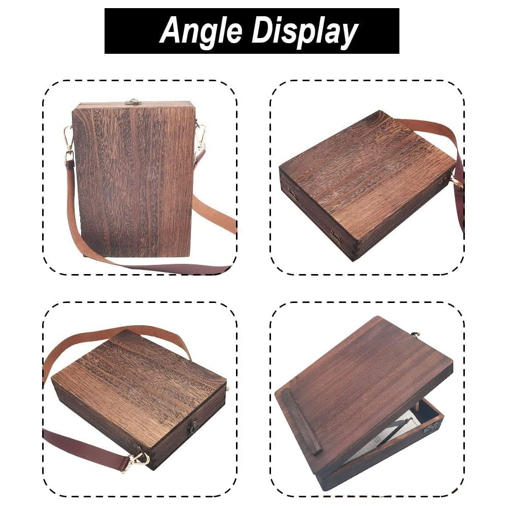 YCOSAN Wooden Artist Messenger Box - Portable Sketch Box Easel & Tool Bag for Drawing, Painting - Perfect Gift for Artists, Writers - Ideal for Outdoor Sketching, Studio Work & Travel